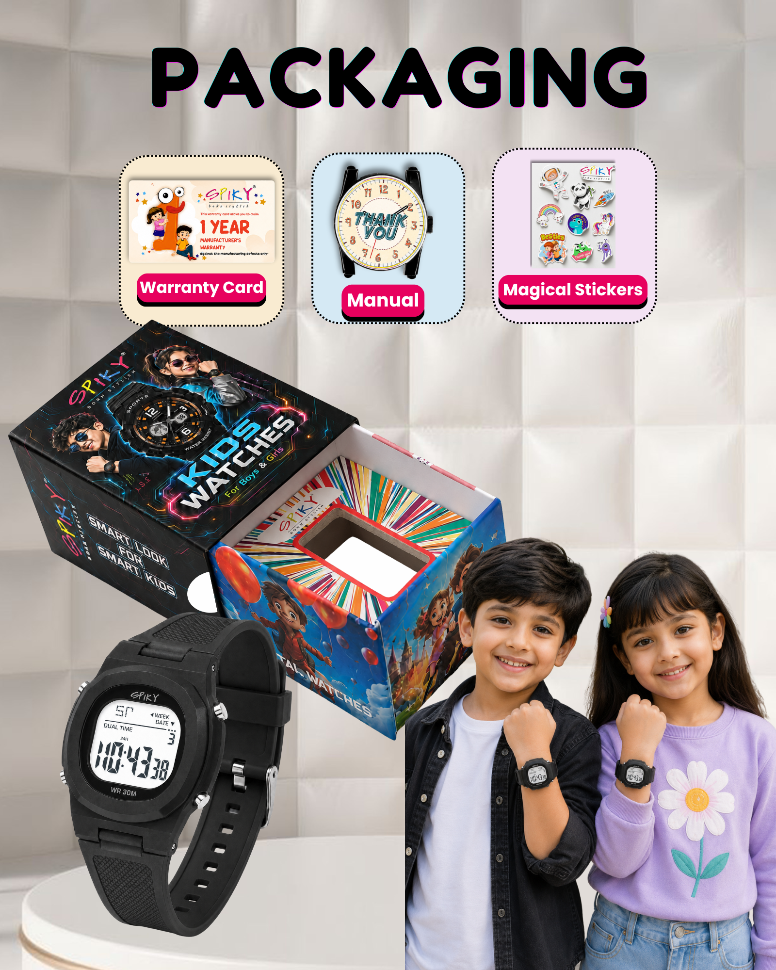 Spiky EVA65 Round Digital Sports Watch for Kids