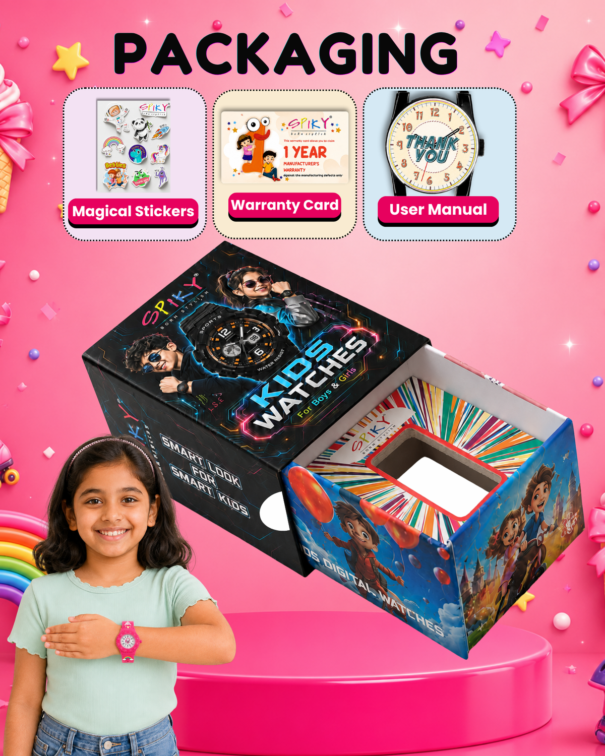 SPIKY Analog Kids Watch for Girls