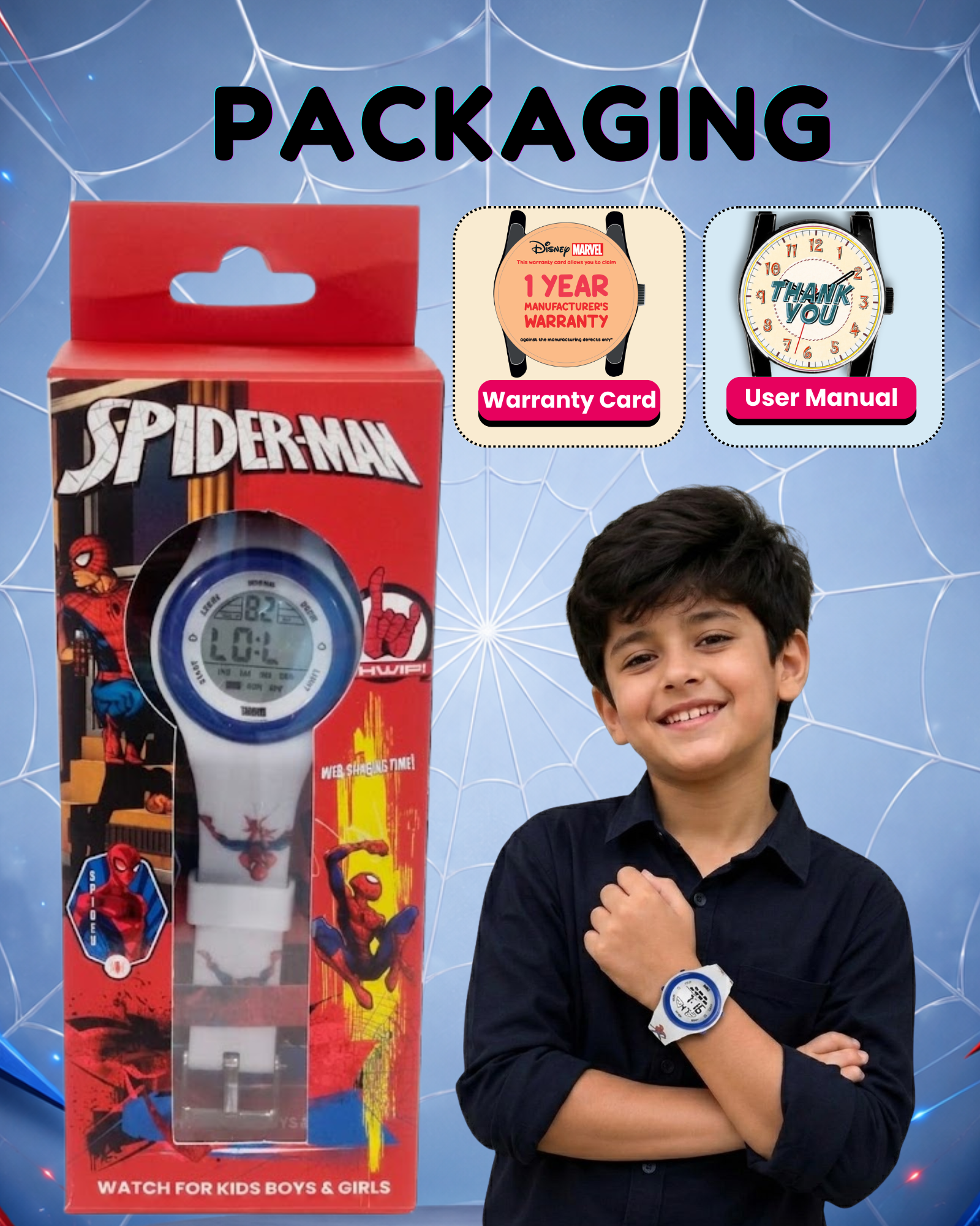 Spiky Spider Man theme Digital Kids Watch