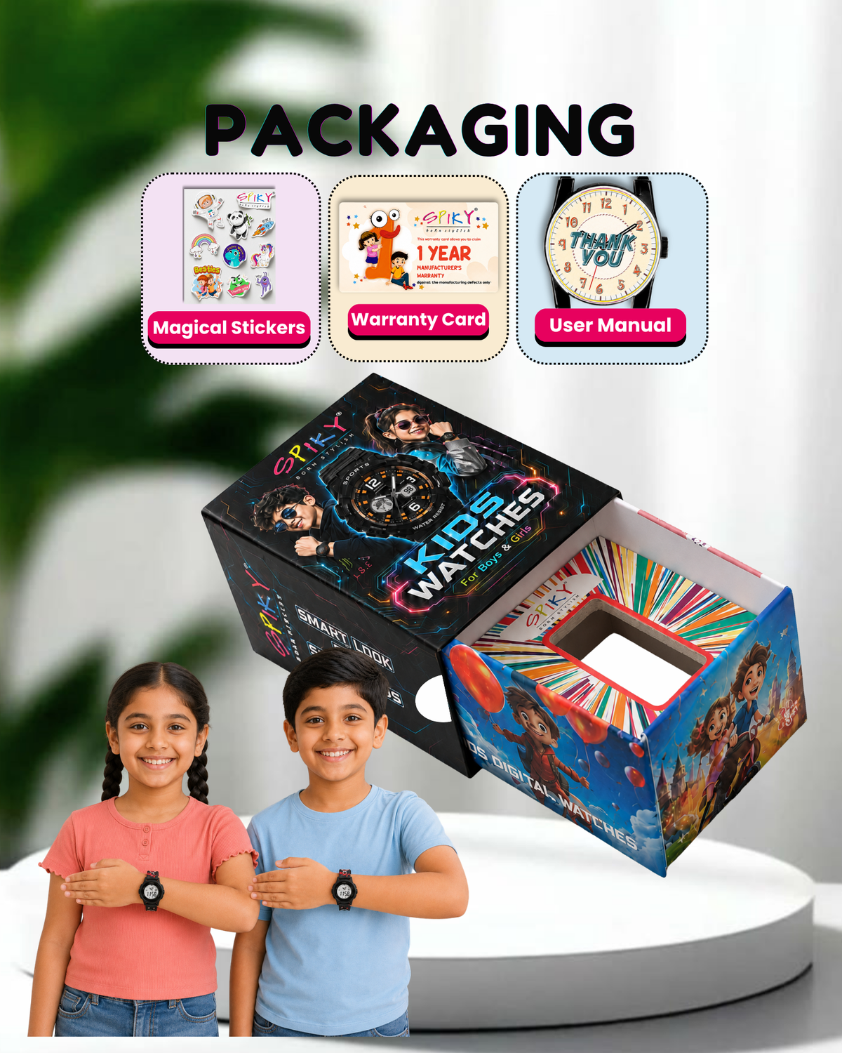 Spiky Round Kids Digital Watch for Girls and Boys