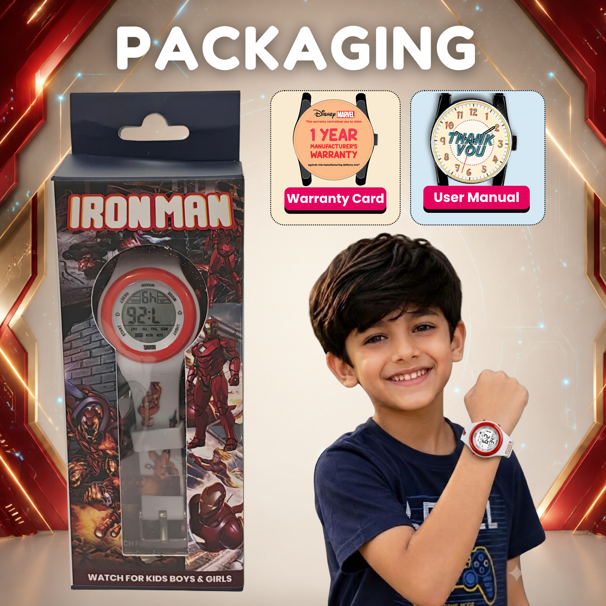 Spiky Iron Man theme Digital Kids Watch