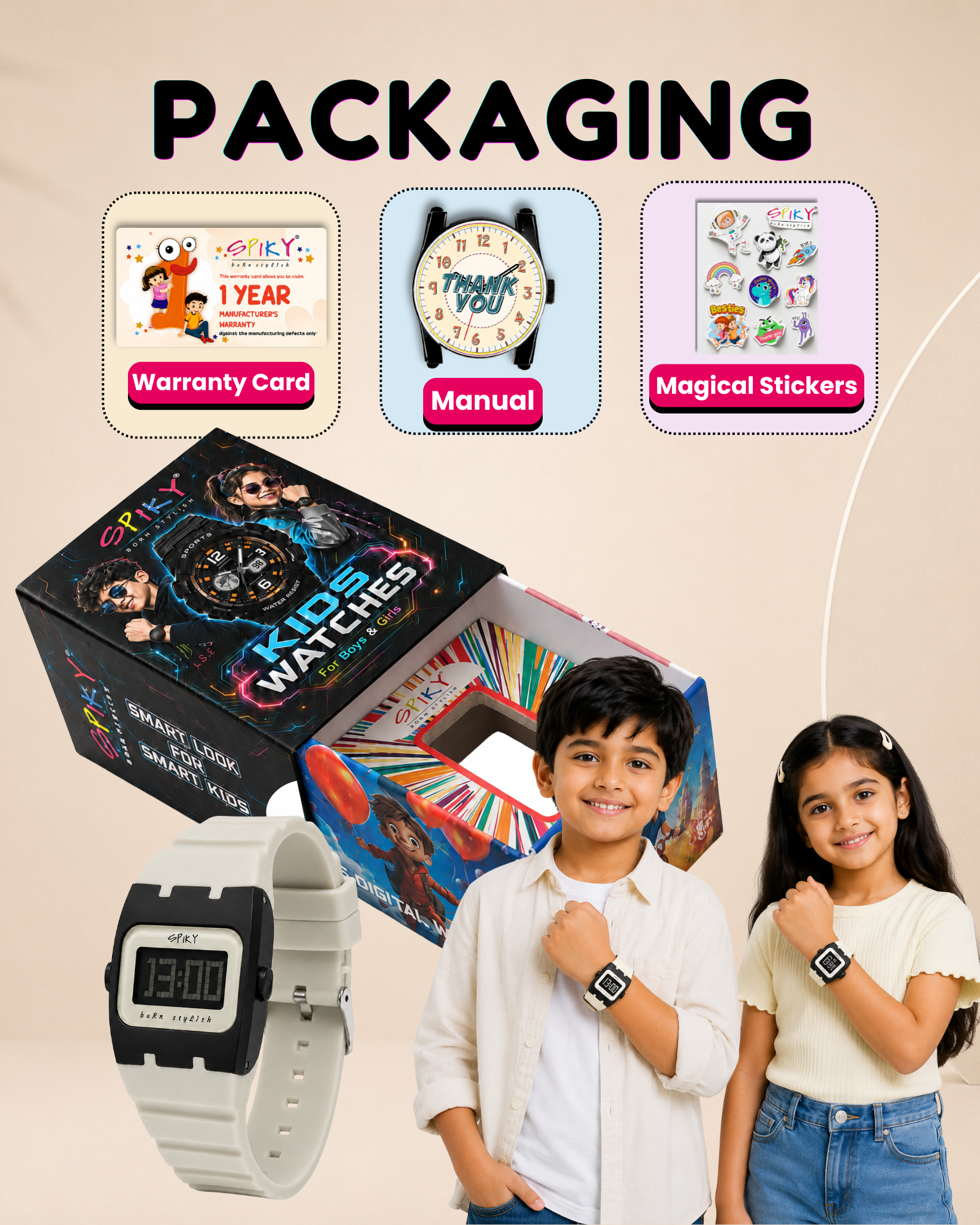 Spiky Rectangle Digital Sports Watch for Kids