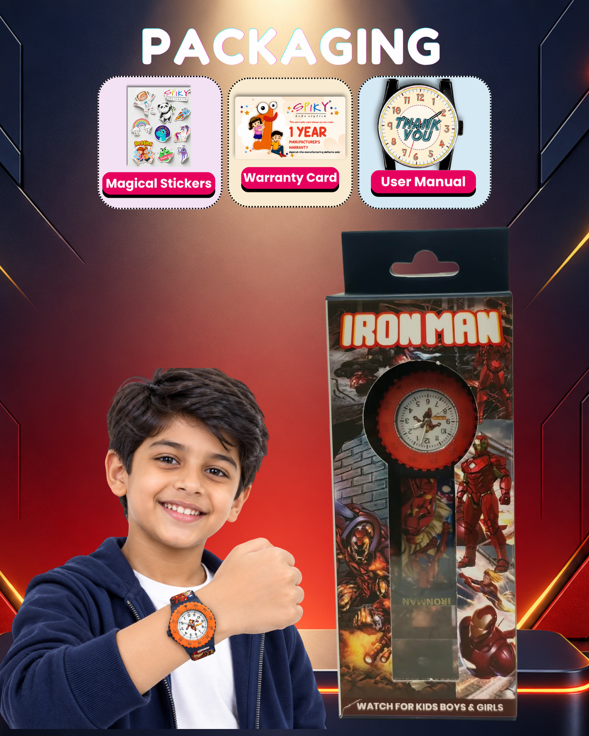 Spiky Round Ironman Themed Analog Watch