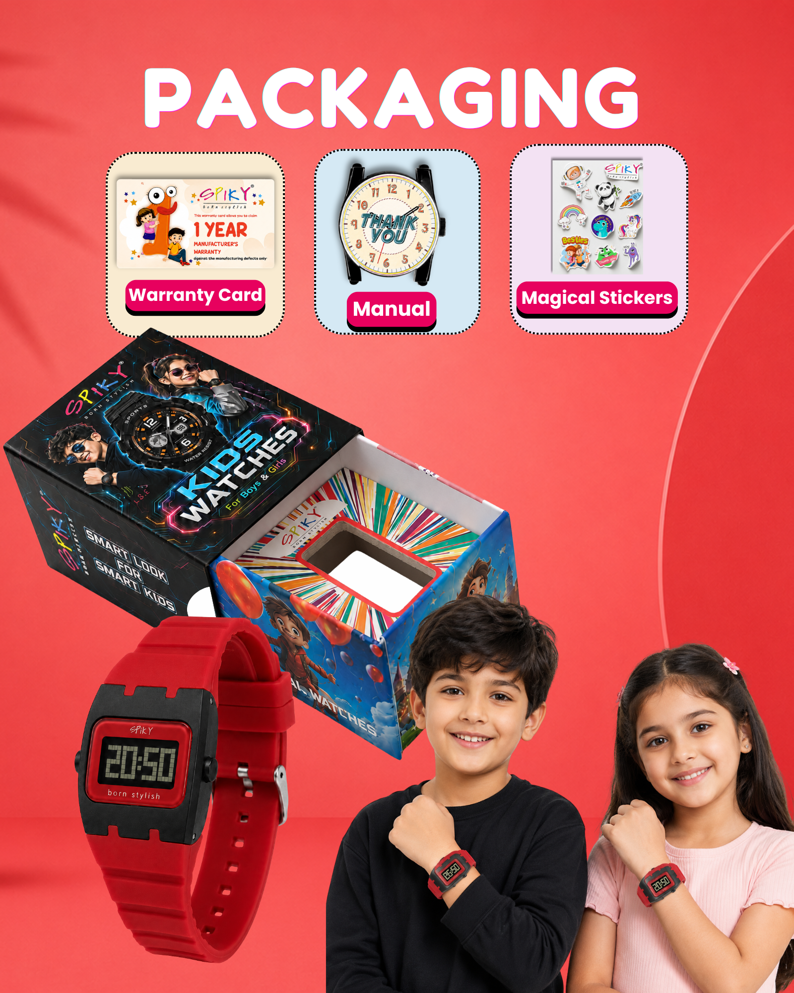 Spiky Rectangle Digital Sports Watch for Kids