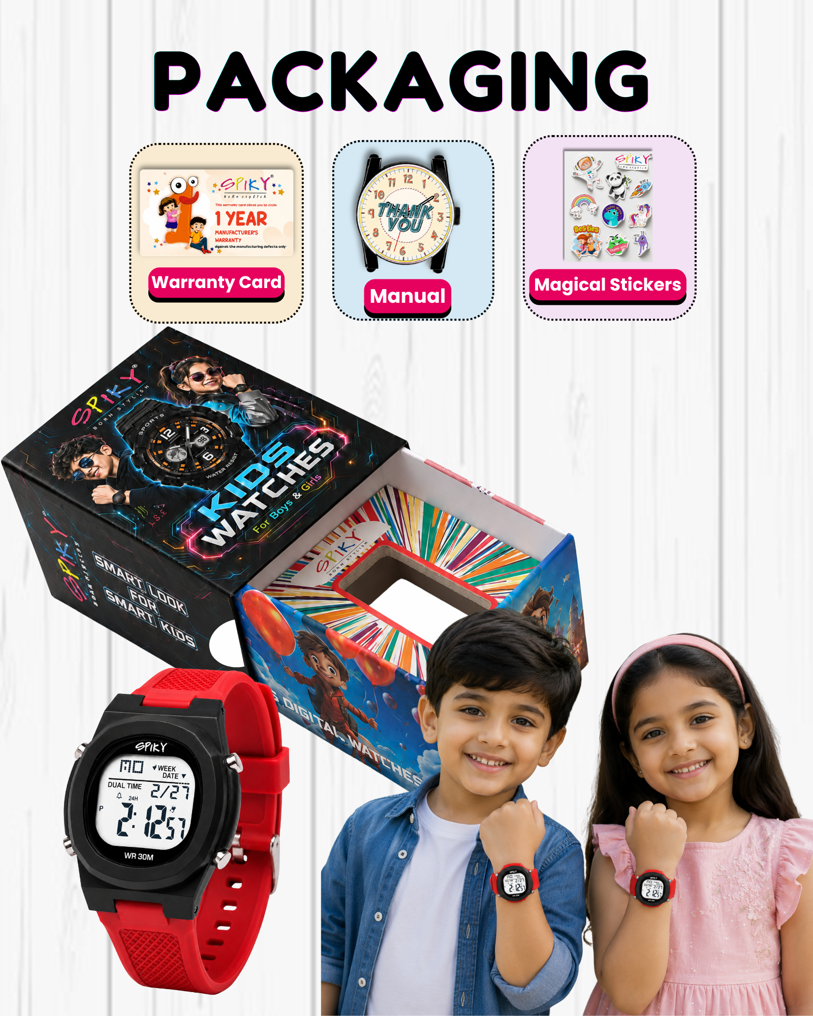 Spiky EVA65 Round Digital Sports Watch for Kids