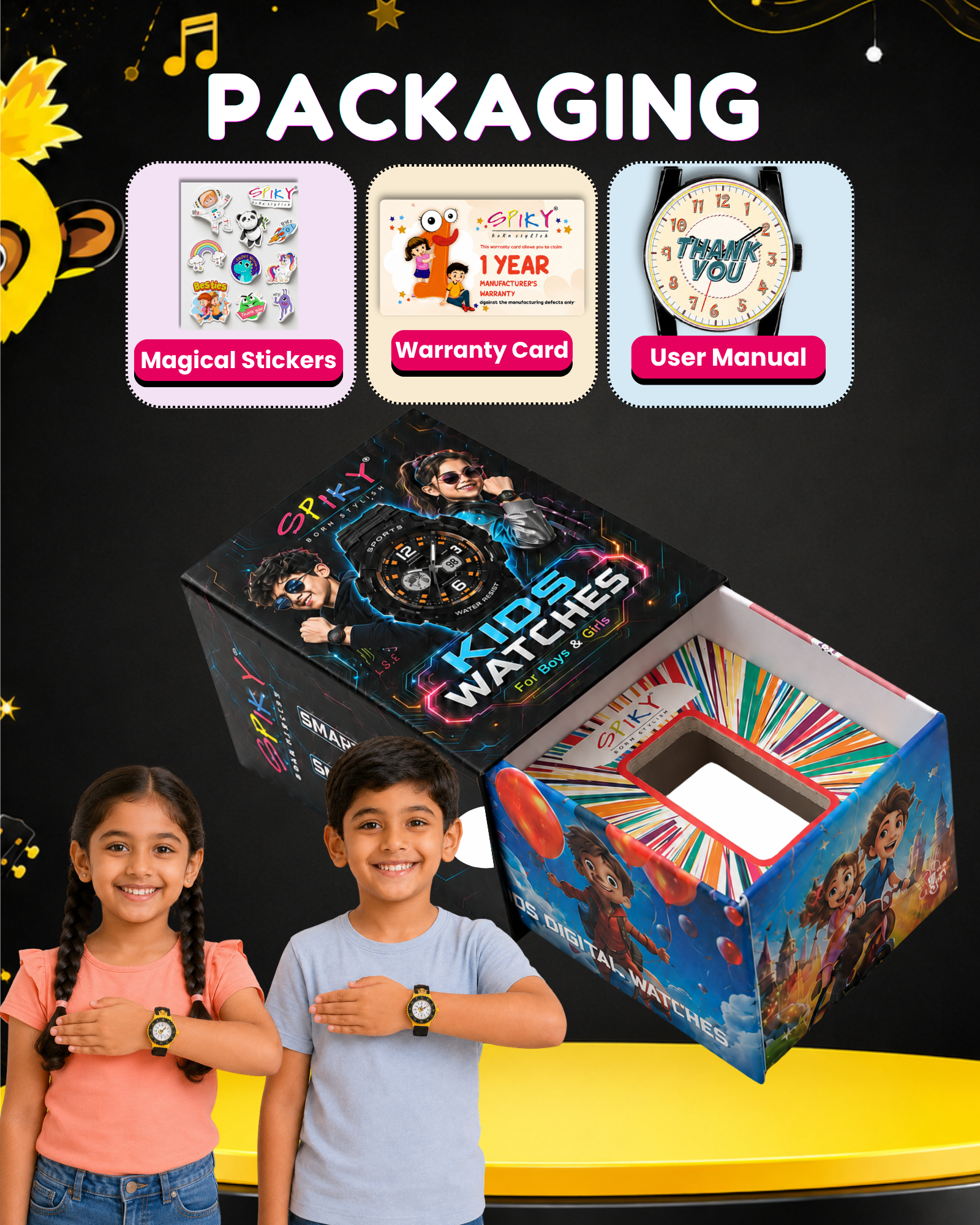 SPIKY Analog Kids Watch for Girls and Boys