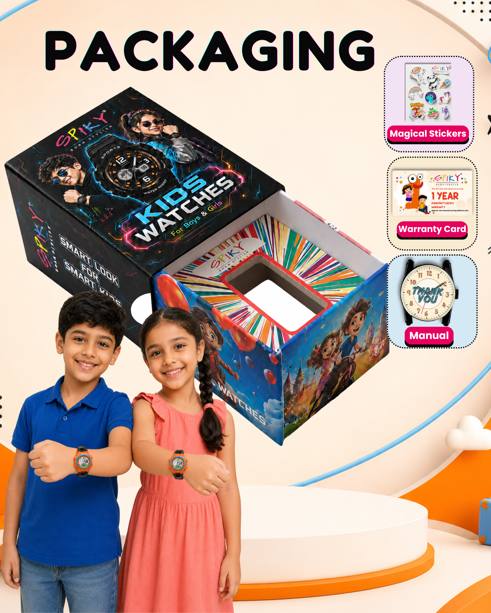 Spiky EVA52 Round Digital Sports Watch for Kids