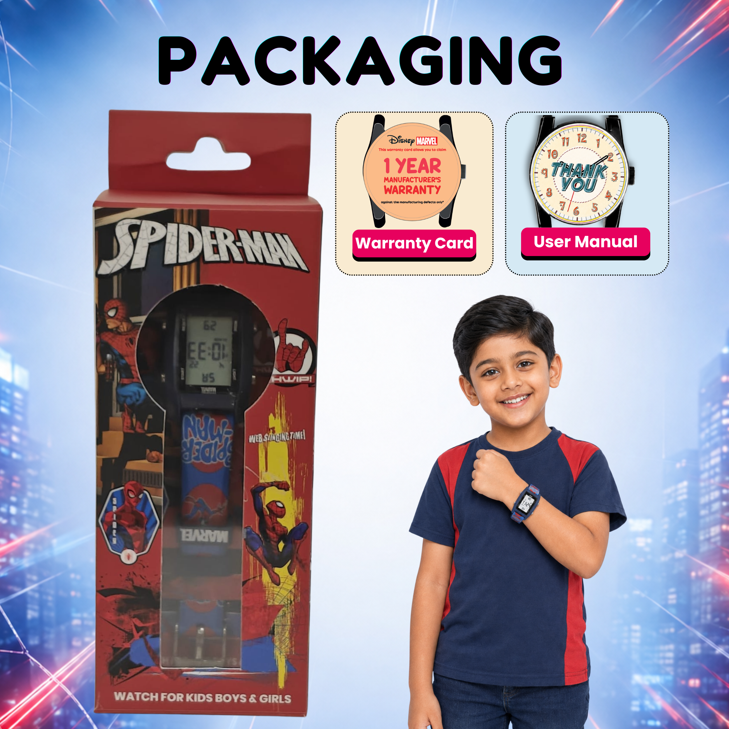 Spiky Spiderman theme Digital Kids Watch
