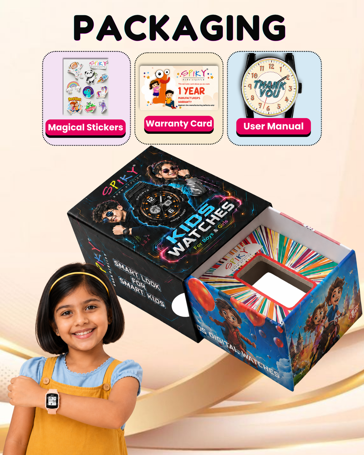 SPIKY Square Digital Watch for Kids Boys & Girls