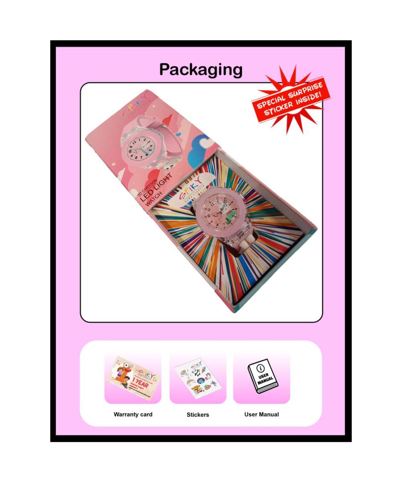 Spiky 3D Cartoon Analog Light Watch for Kids