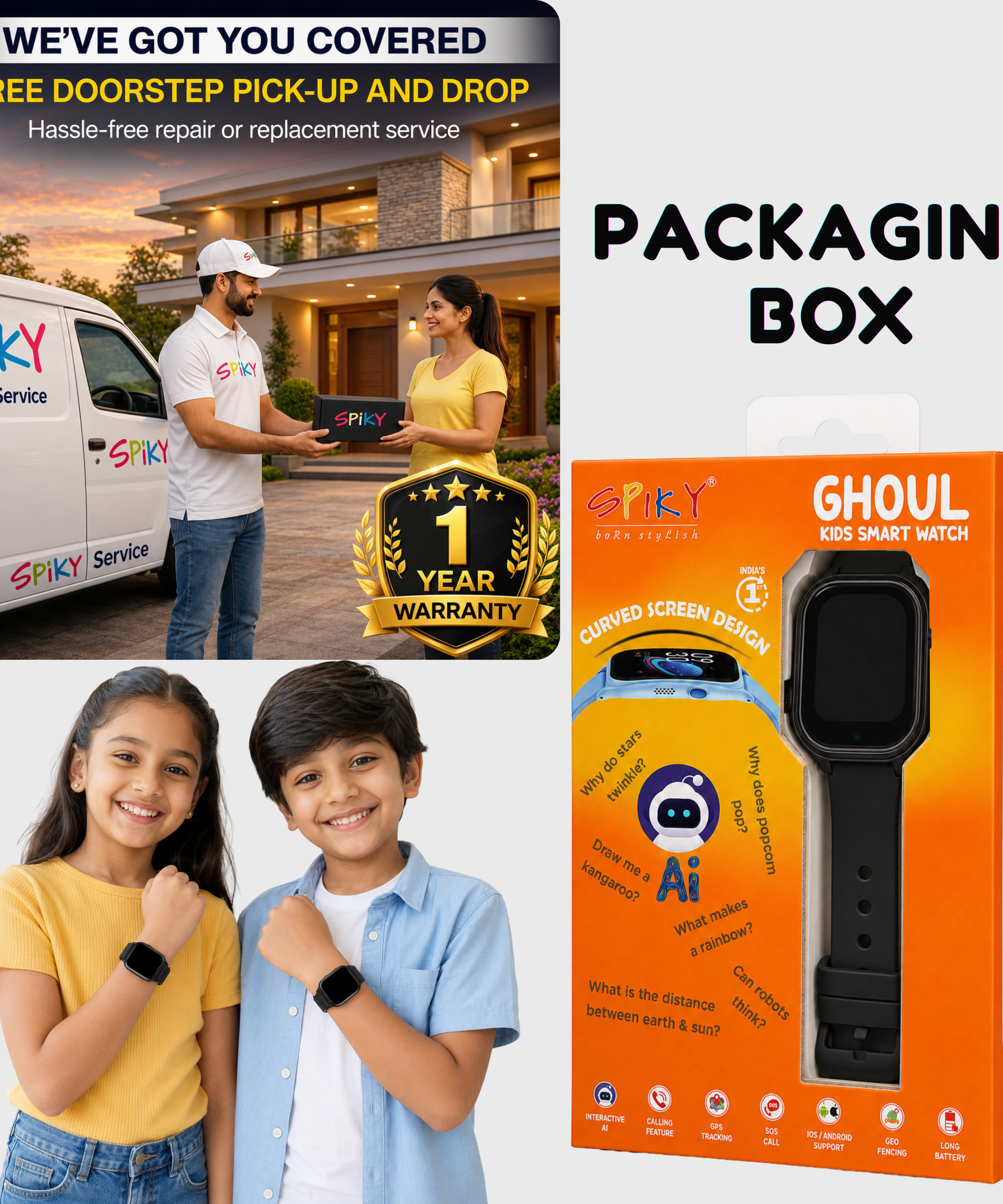 Spiky Smart Ai Video & Voice Calling Smartwatch for Kids