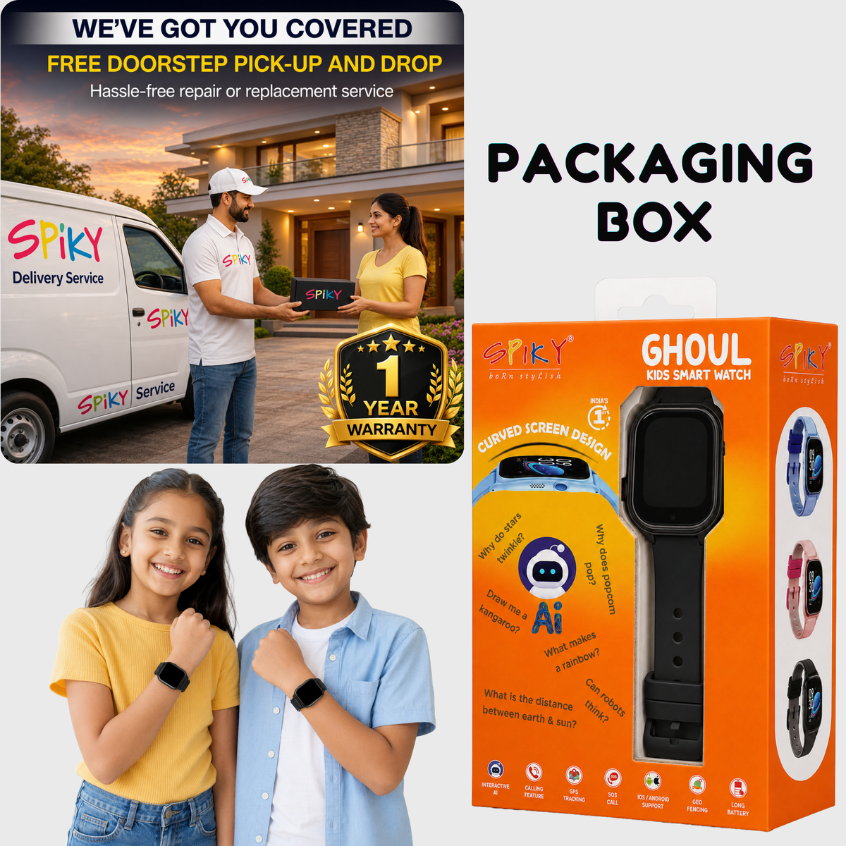 Spiky Smart Ai Video & Voice Calling Smartwatch for Kids