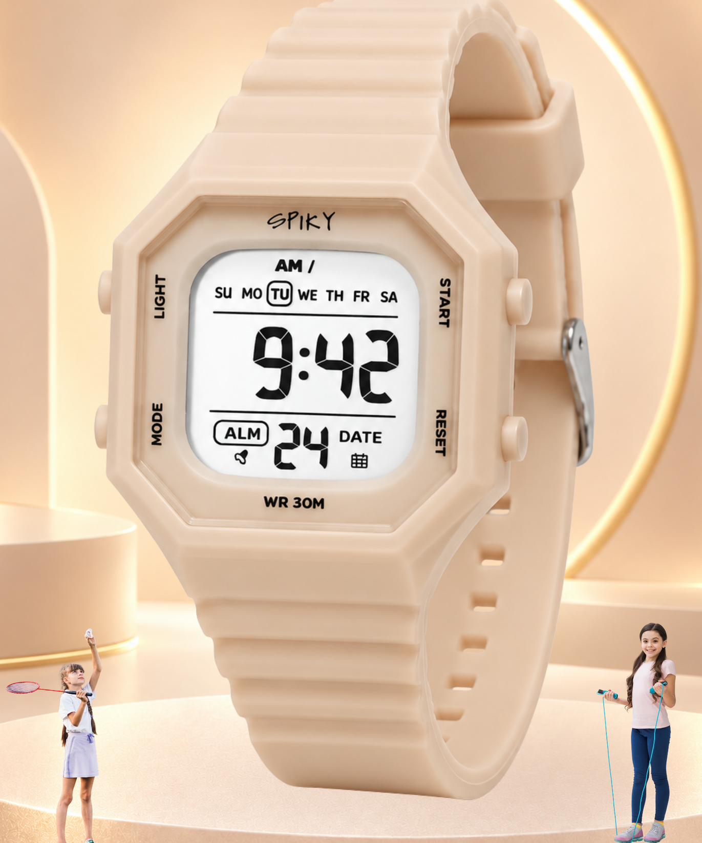 Spiky Square Digital Kids Watch for Girls