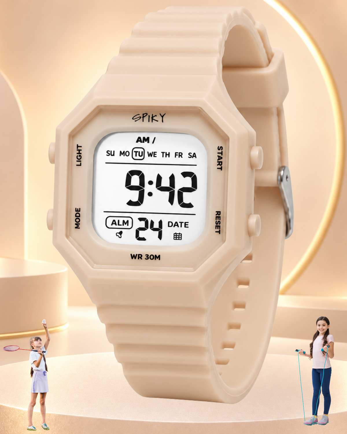 Spiky Square Digital Kids Watch for Girls