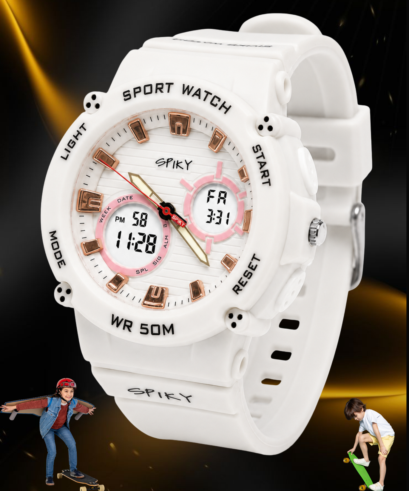 Spiky Analog-Digital Sports Watch for Kids Boys and Girls