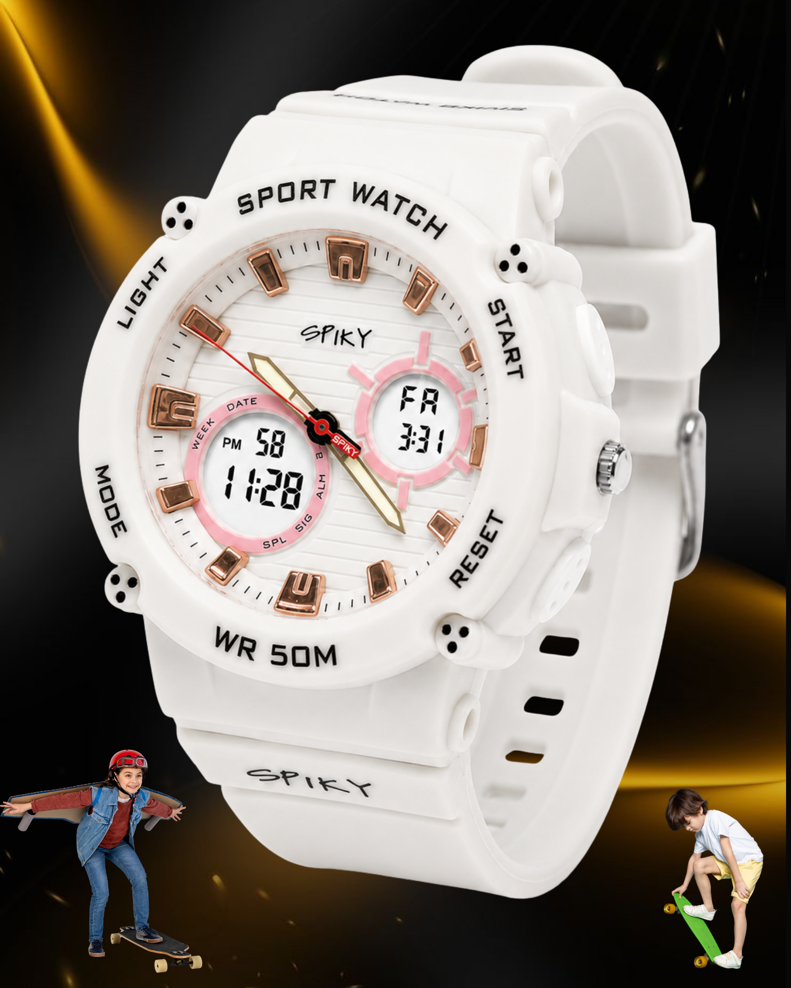Spiky Analog-Digital Sports Watch for Kids Boys and Girls