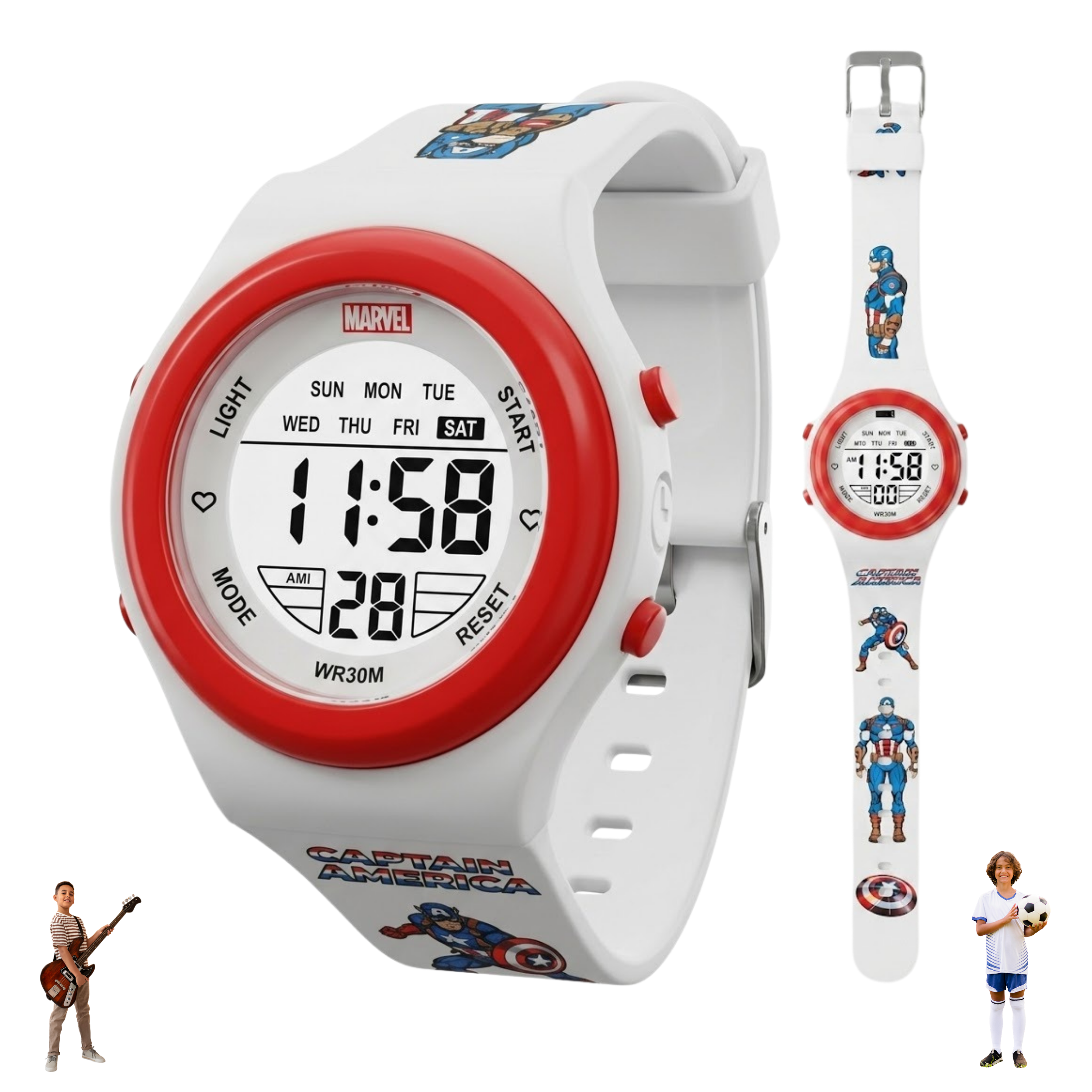 Spiky Captain America theme Digital Kids Watch