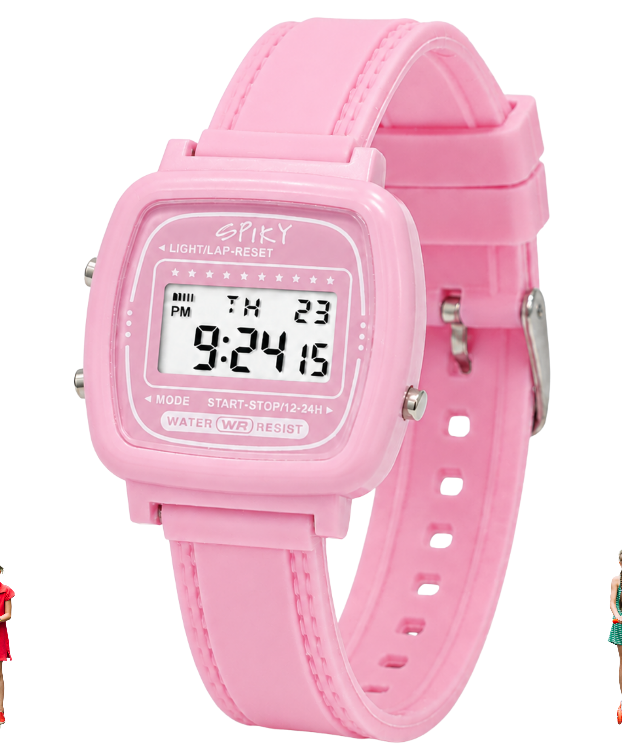 Spiky Square Digital Sports Watch for Kids Girls