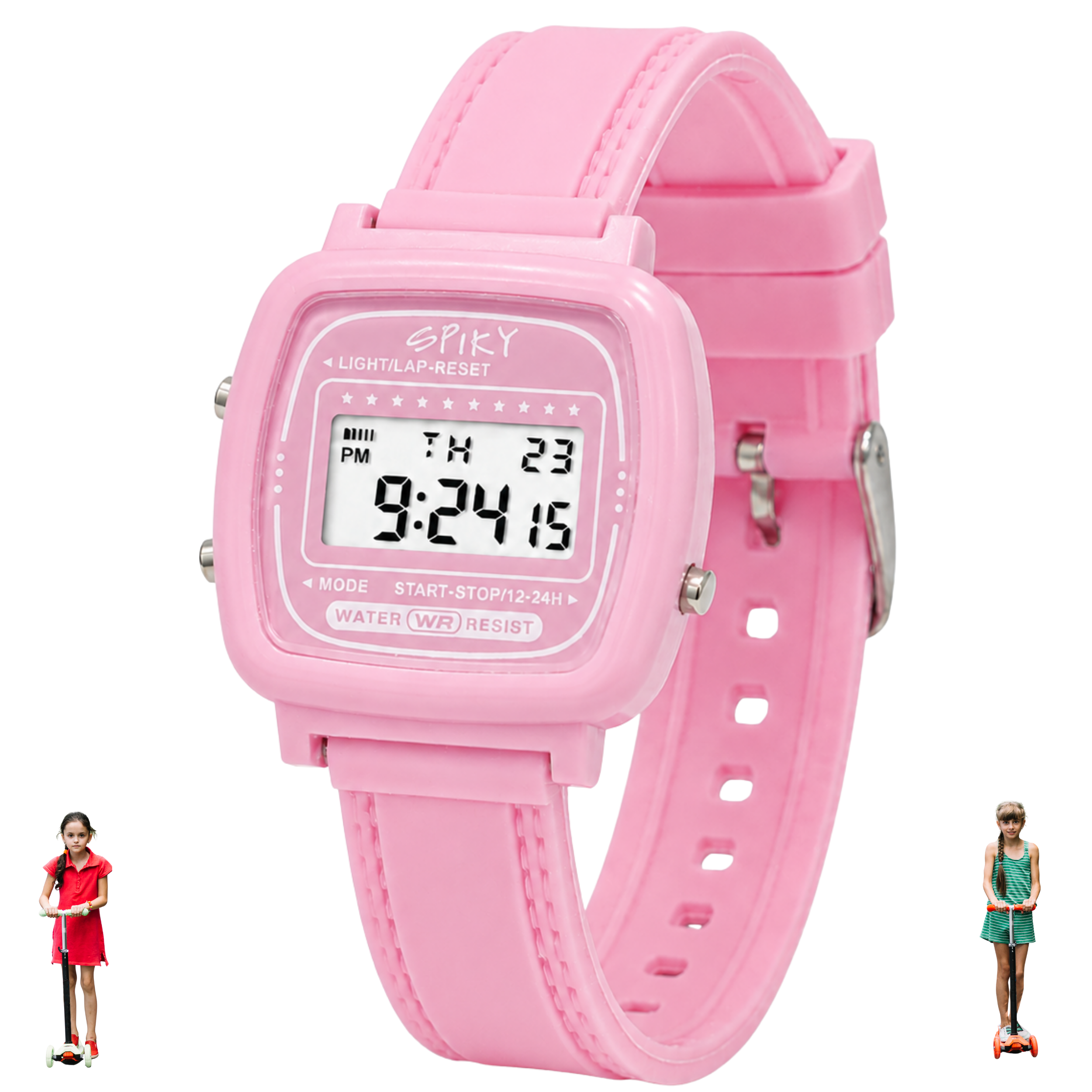 Spiky Square Digital Sports Watch for Kids Girls