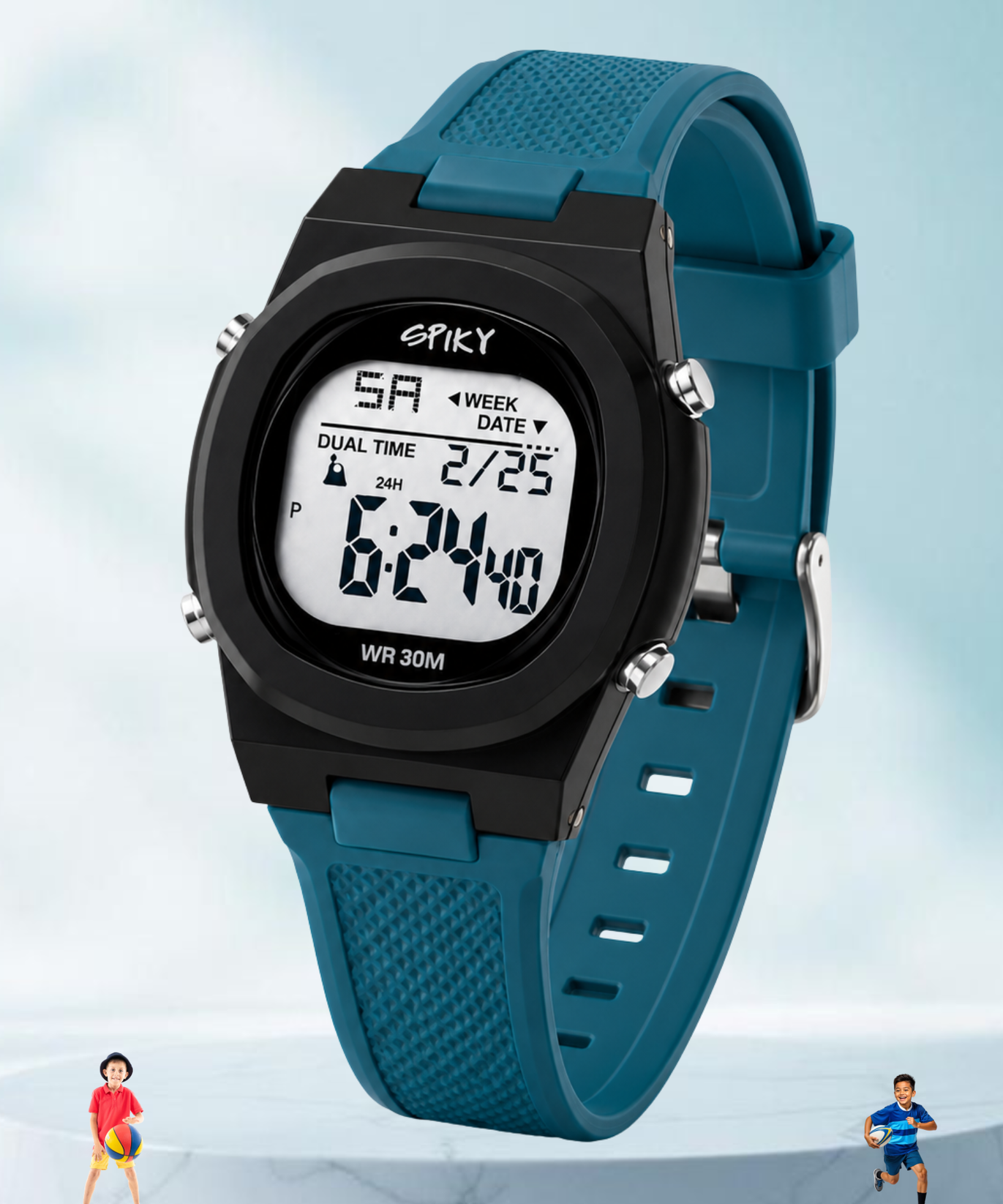 Spiky EVA65 Round Digital Sports Watch for Kids