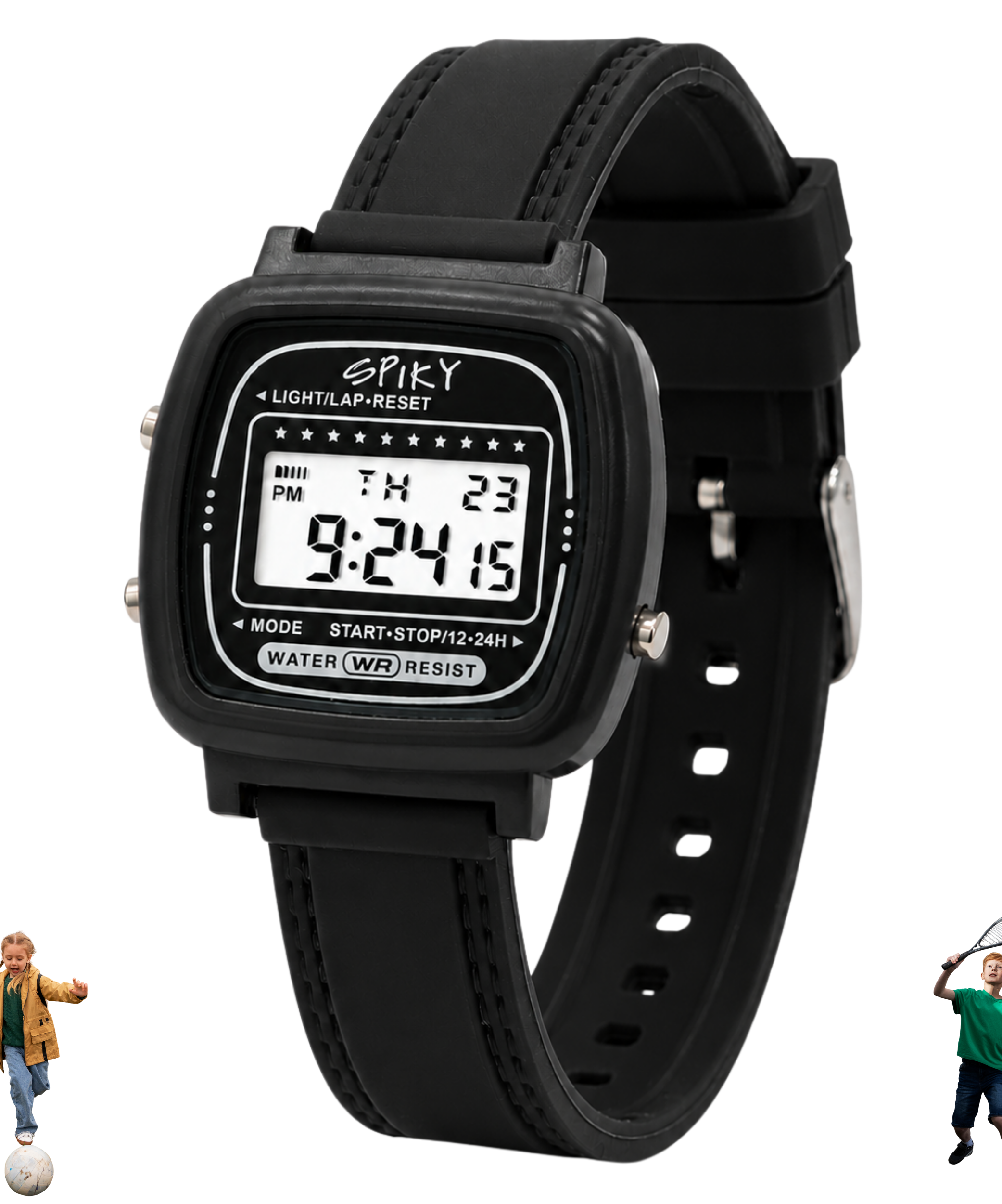 Spiky Square Digital Sports Watch for Kids Boys & Girls