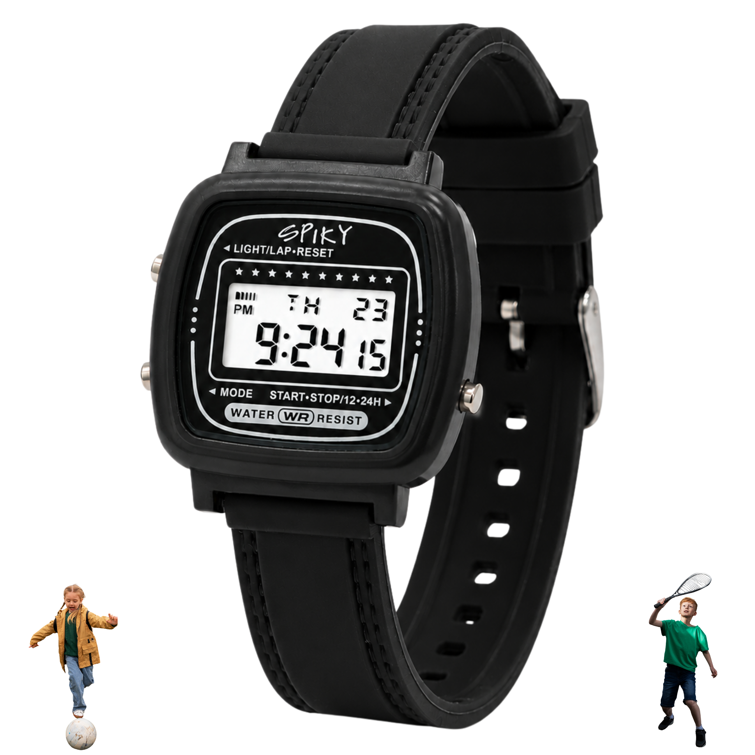 Spiky Square Digital Sports Watch for Kids Boys & Girls