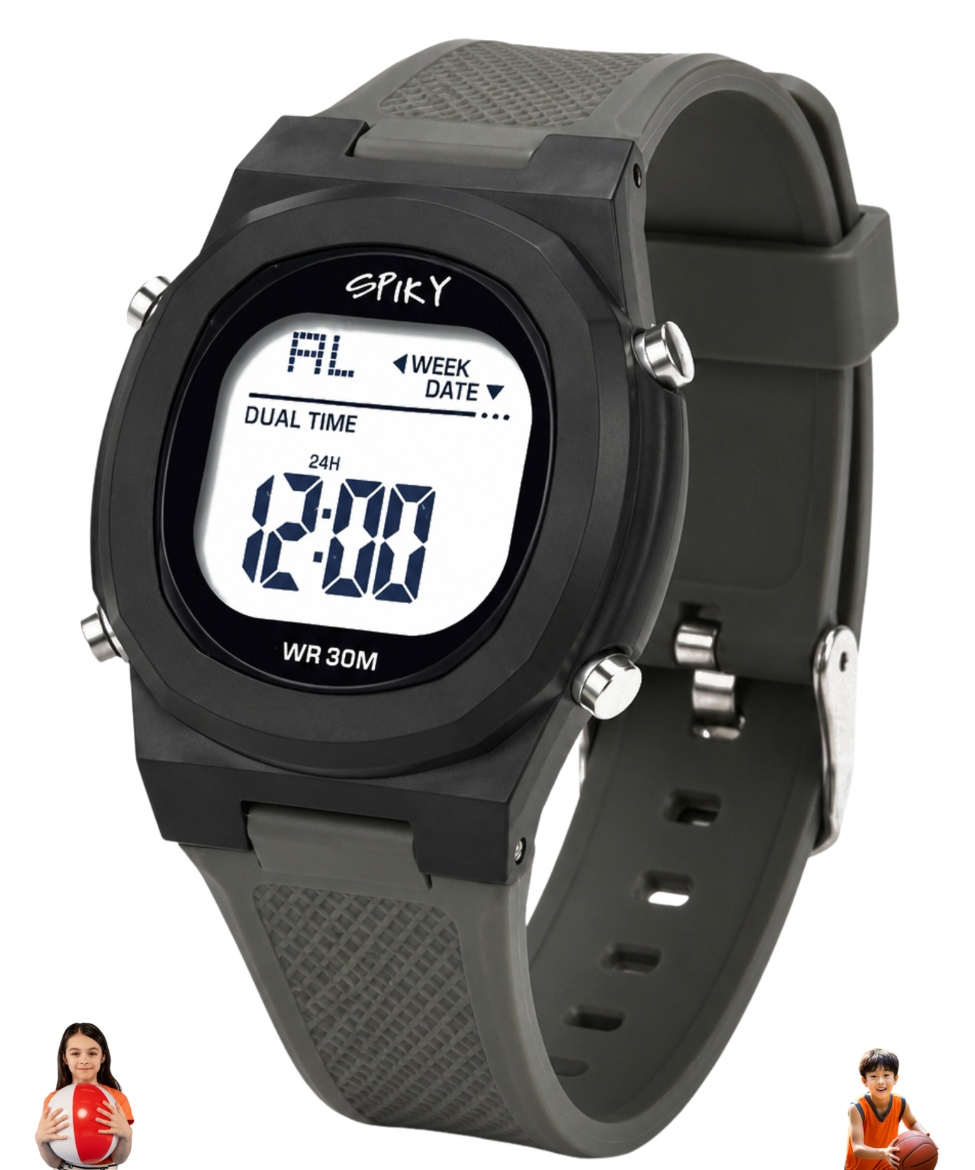 Spiky EVA65 Round Digital Sports Watch for Kids