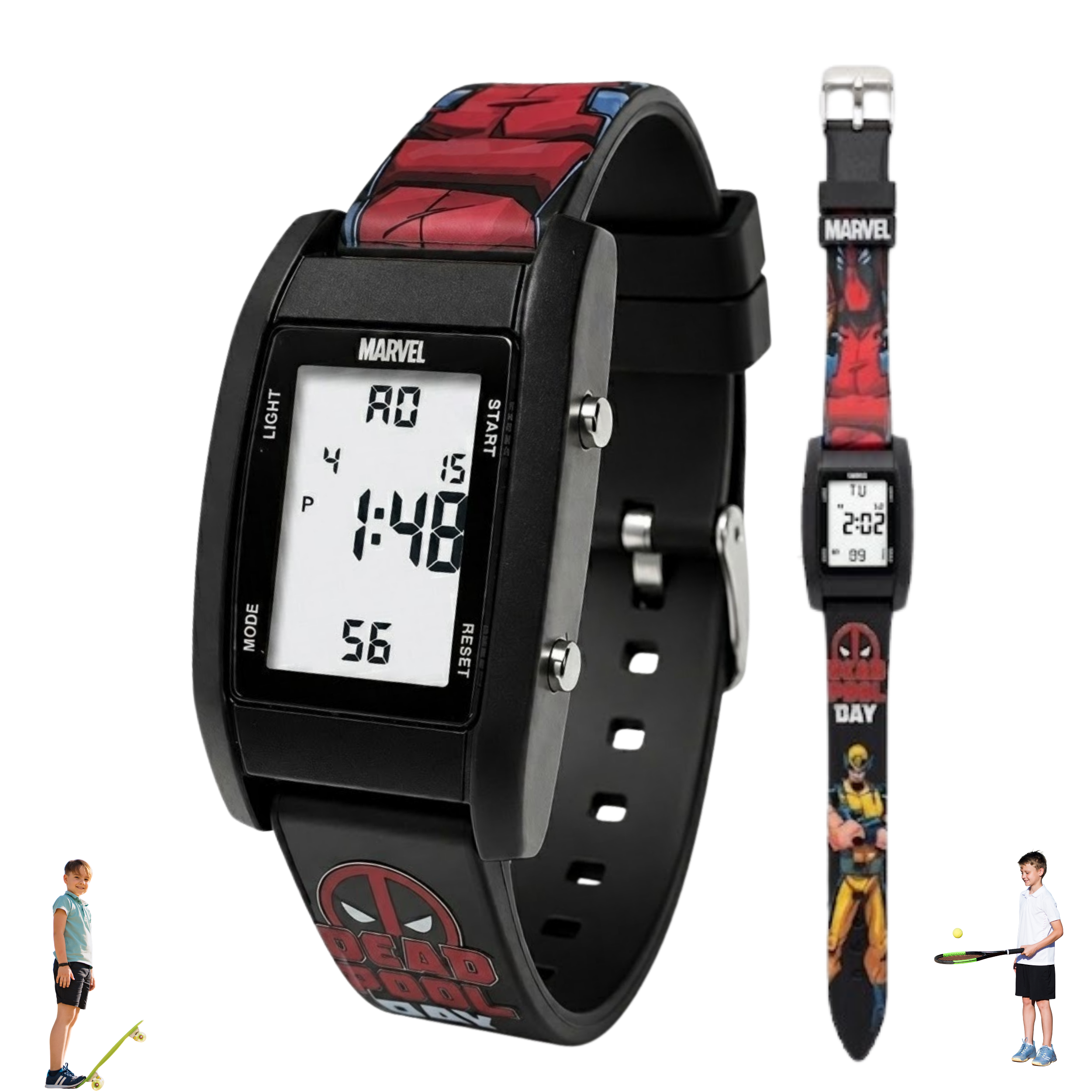 Spiky Deadpool theme Digital Kids Watch