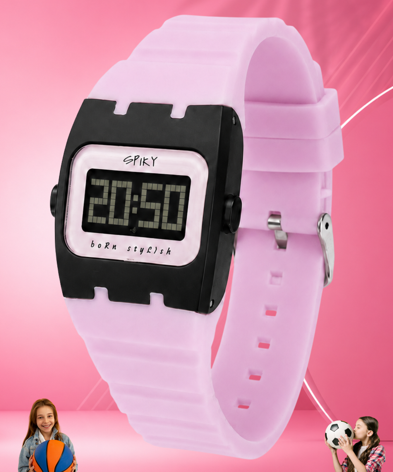 Spiky Rectangle Digital Sports Watch for Kids