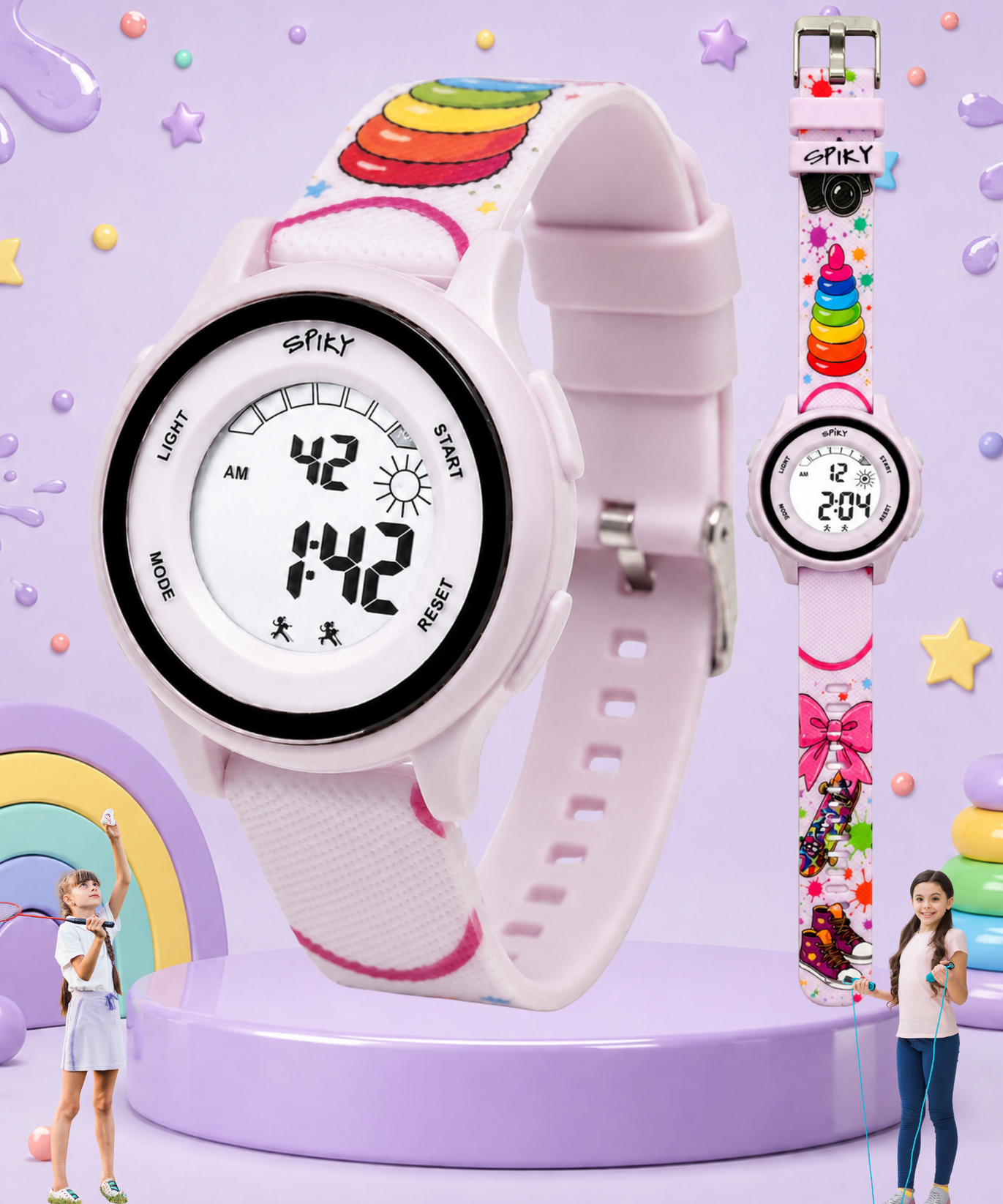 Spiky Round Kids Digital Watch for Girls