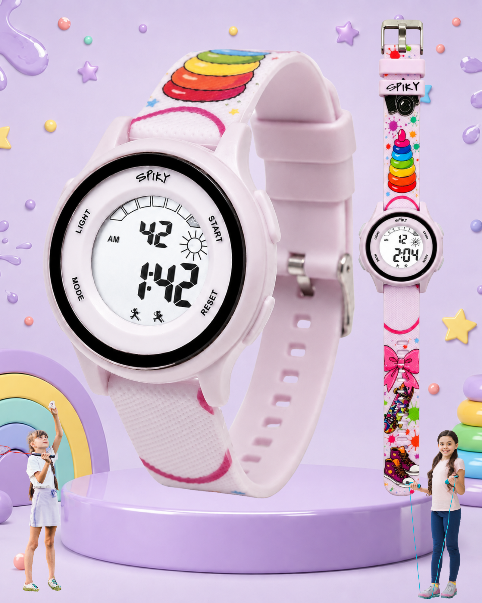 Spiky Round Kids Digital Watch for Girls