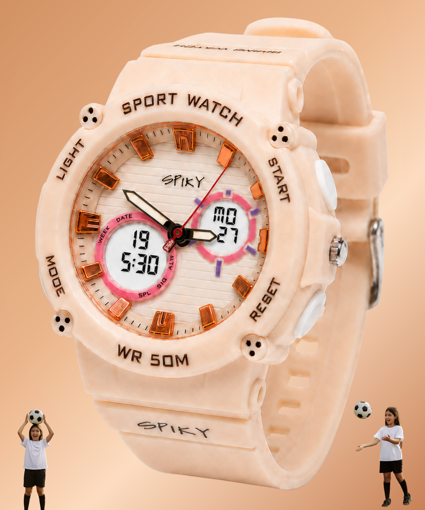 Spiky Analog-Digital Sports Watch for Kids Girls