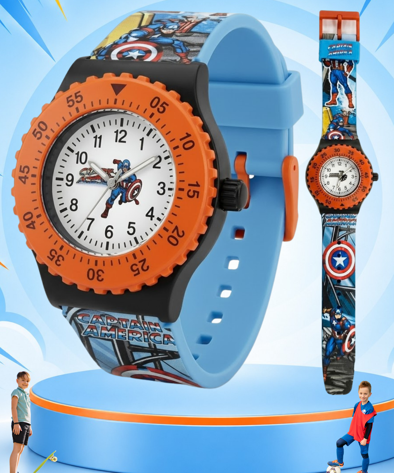 Spiky Round Captain America Themed Analog Watch