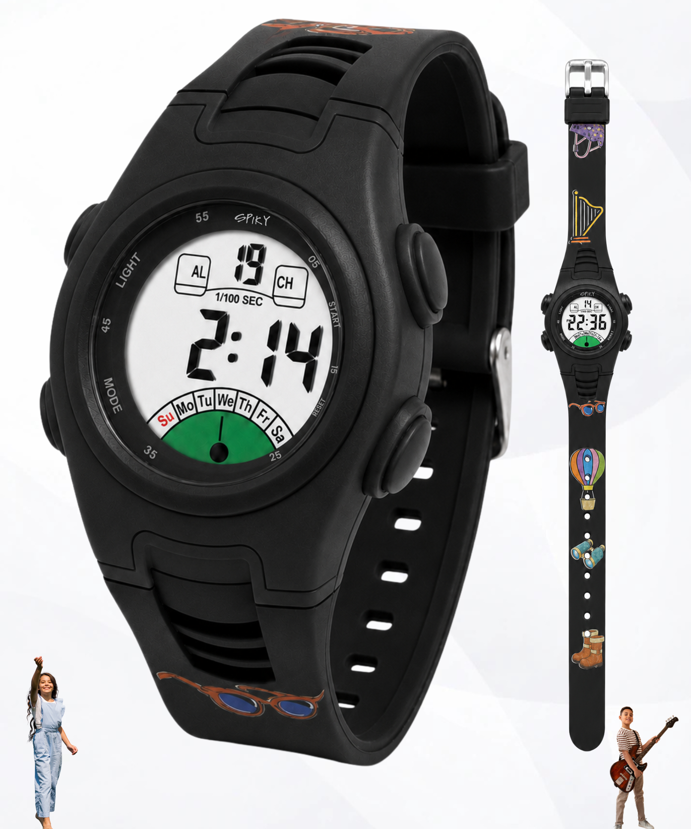 Spiky EVA52 Round Digital Sports Watch for Kids