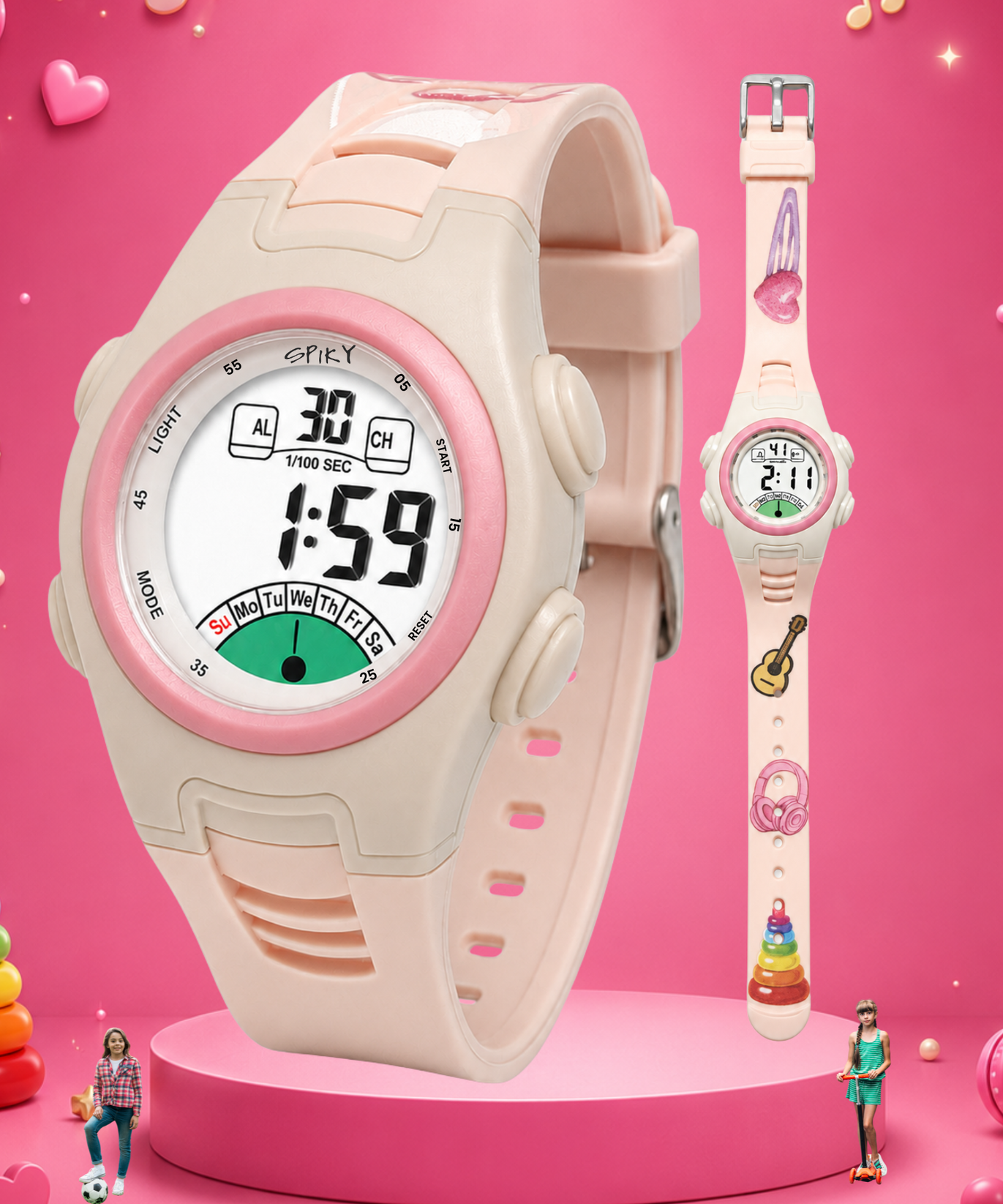Spiky EVA52 Round Digital Sports Watch for Kids