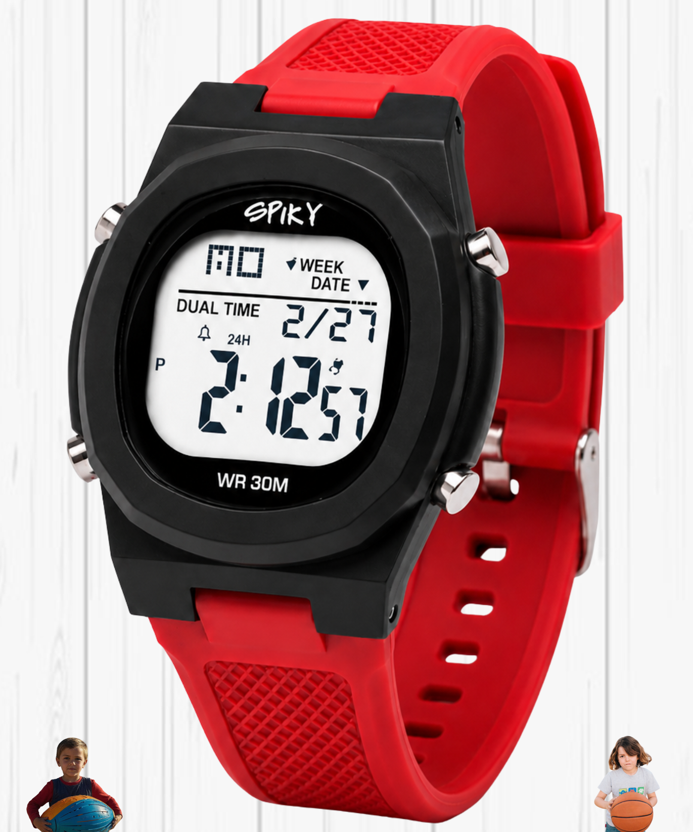Spiky EVA65 Round Digital Sports Watch for Kids