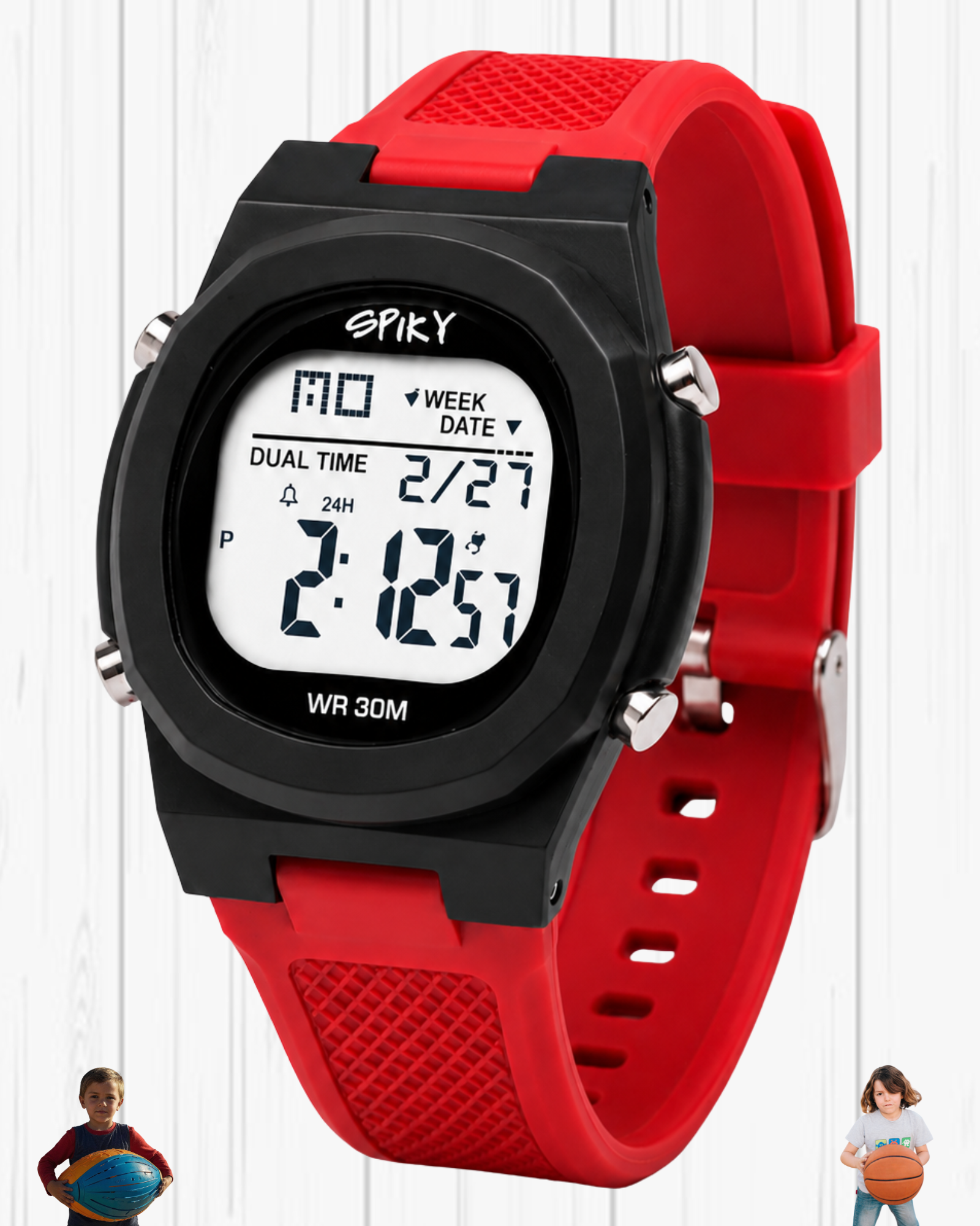 Spiky EVA65 Round Digital Sports Watch for Kids