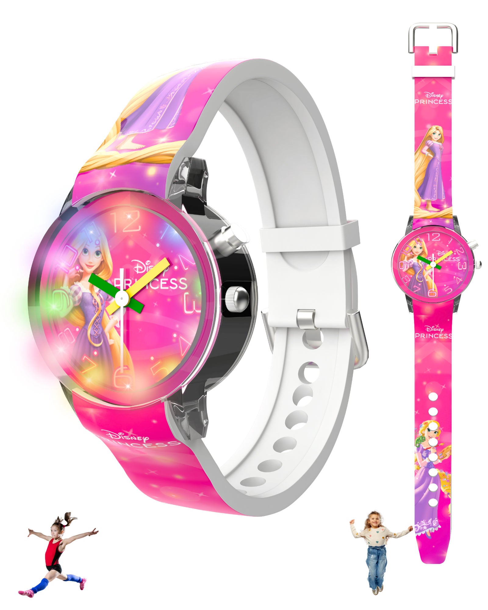 Disney Princess Kids Analog Watch with LED Light | For Girls Age 3–10 Years