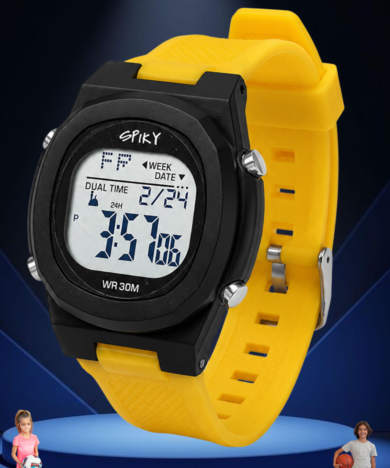 Spiky EVA65 Round Digital Sports Watch for Kids