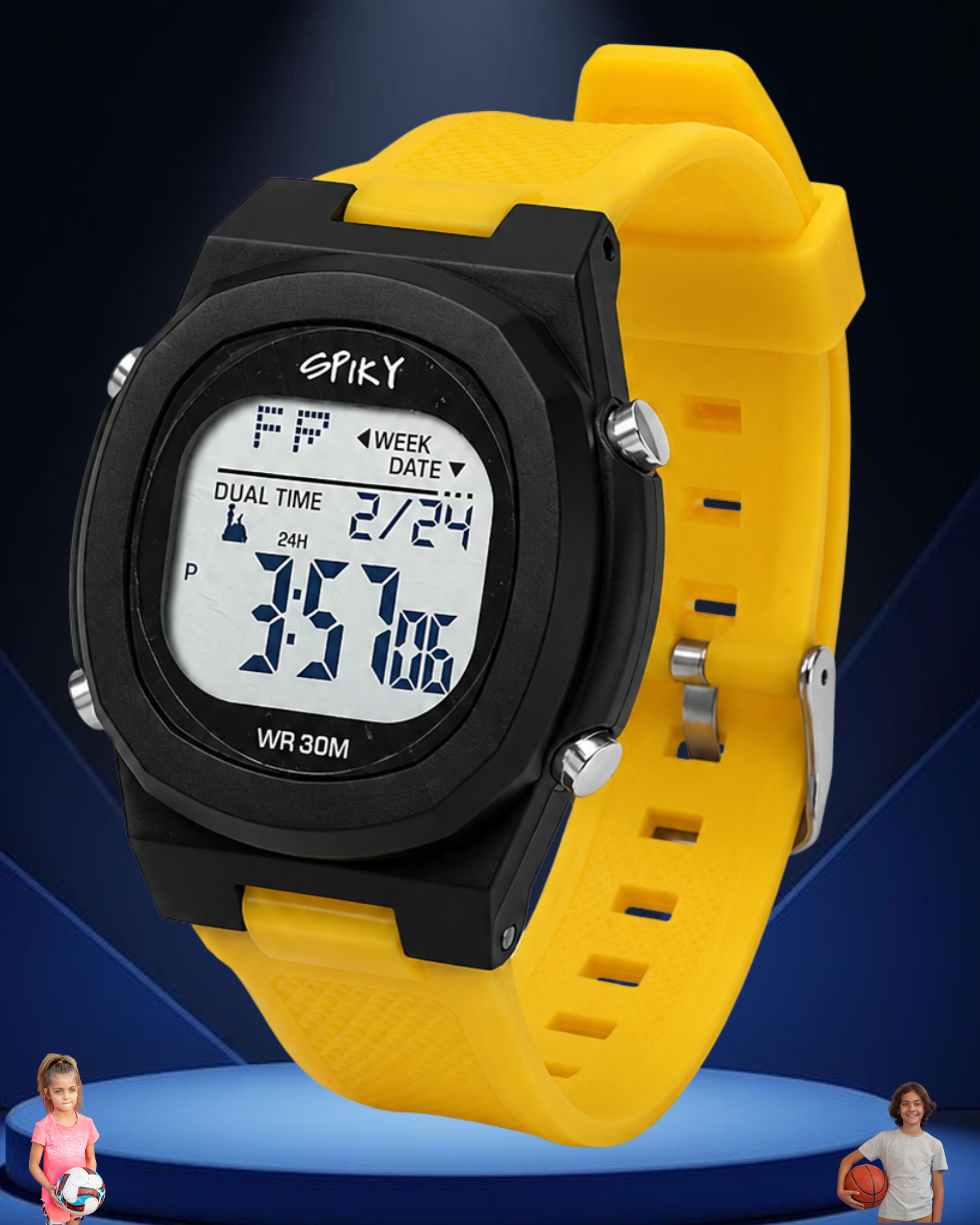 Spiky EVA65 Round Digital Sports Watch for Kids