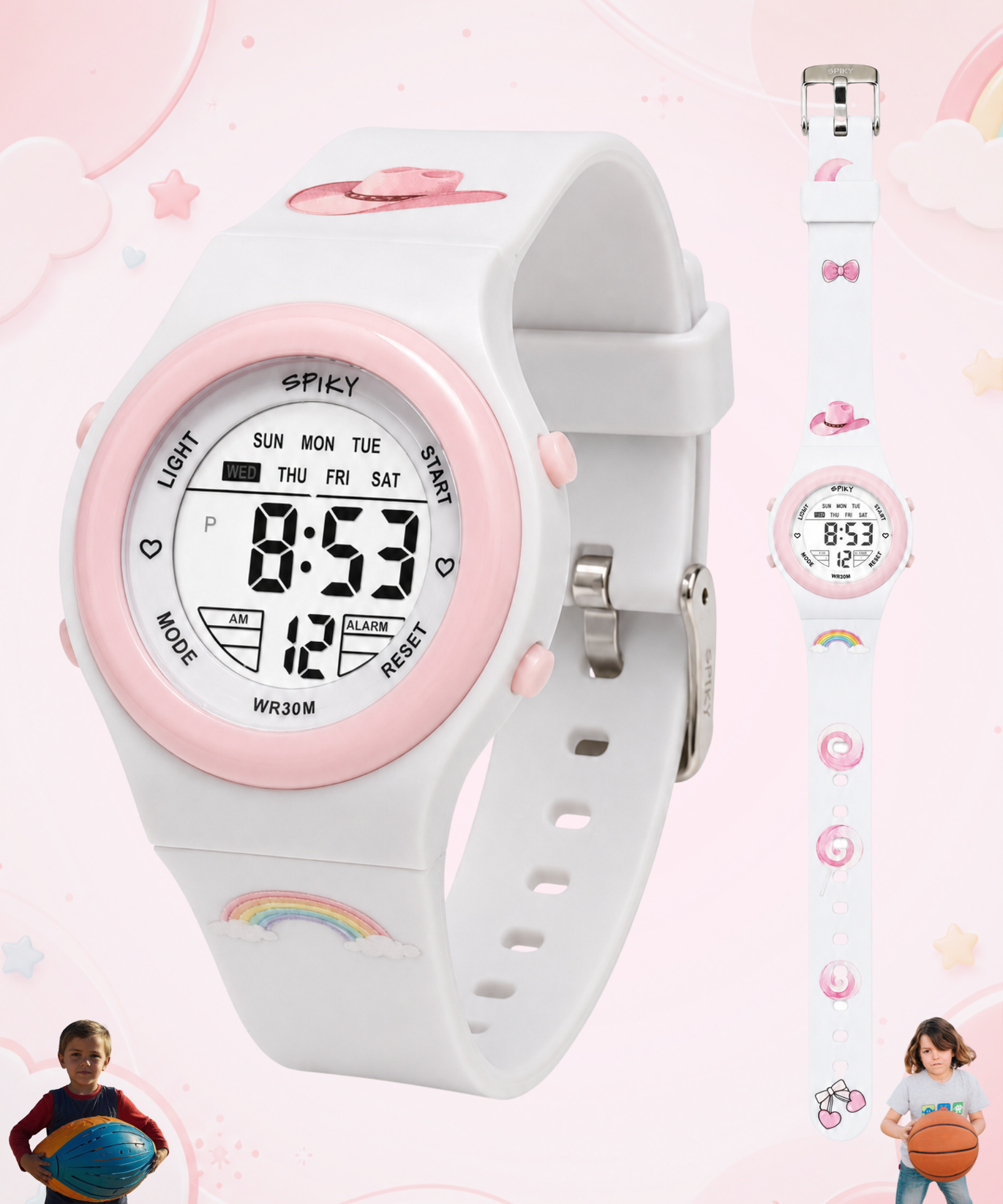 Spiky Round Digital Sports Watch for Kids