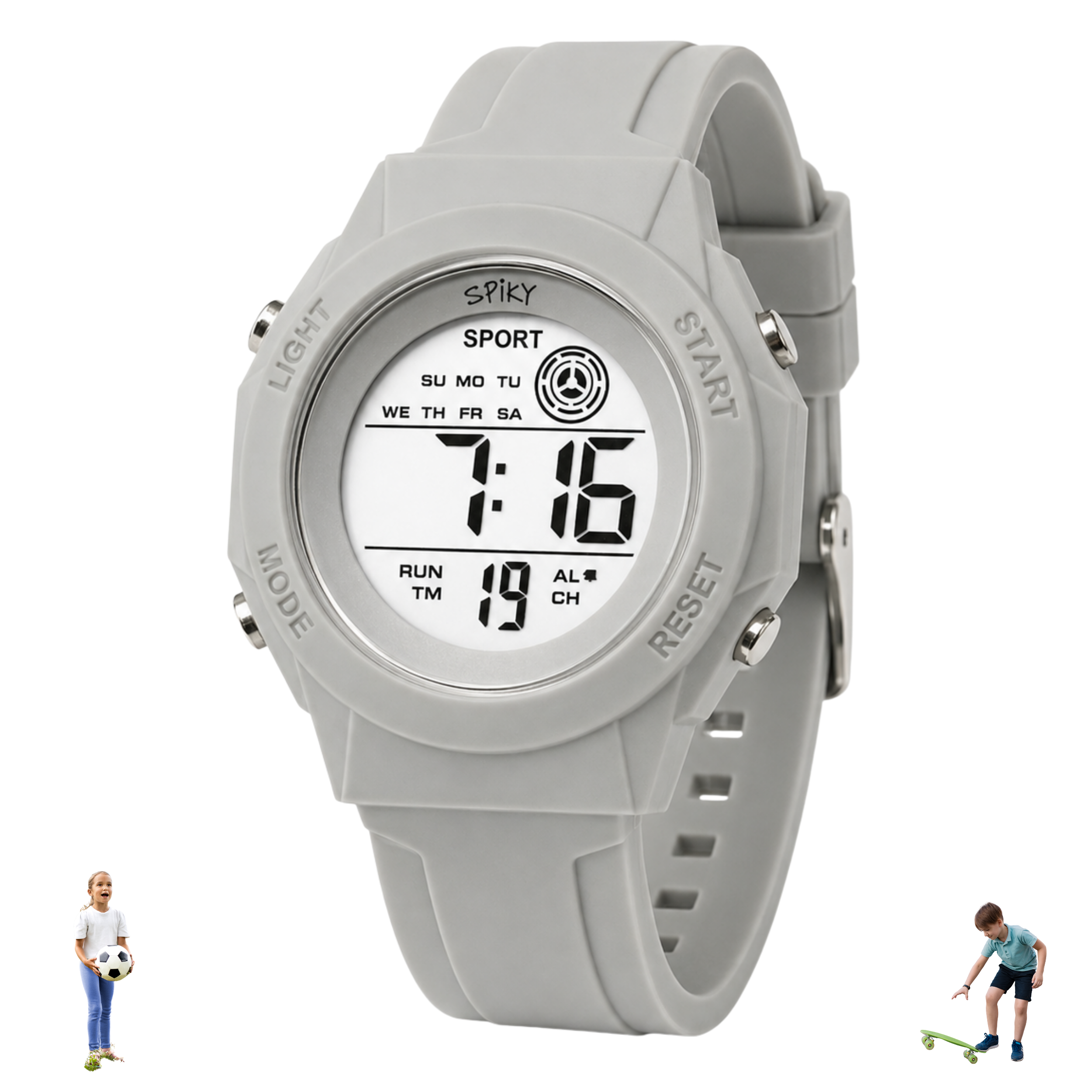Spiky Square Digital Sports Watch for Kids Boys & Girls