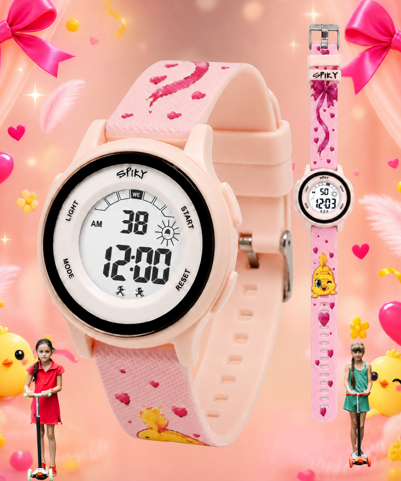 Spiky Round Kids Digital Watch for Girls