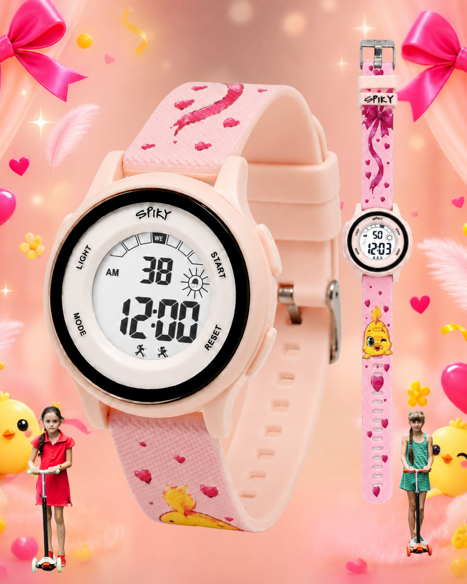Spiky Round Kids Digital Watch for Girls