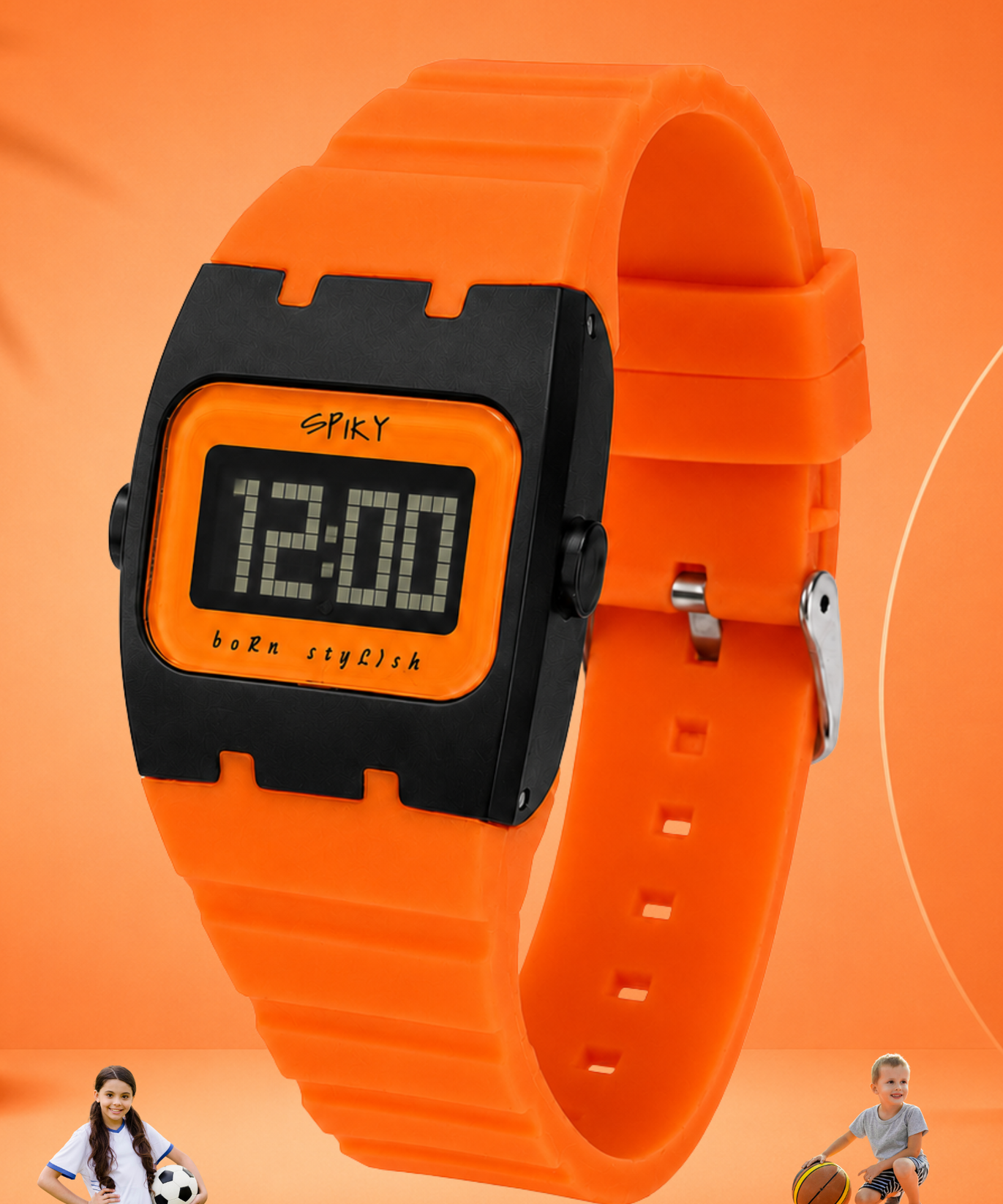 Spiky Rectangle Digital Sports Watch for Kids