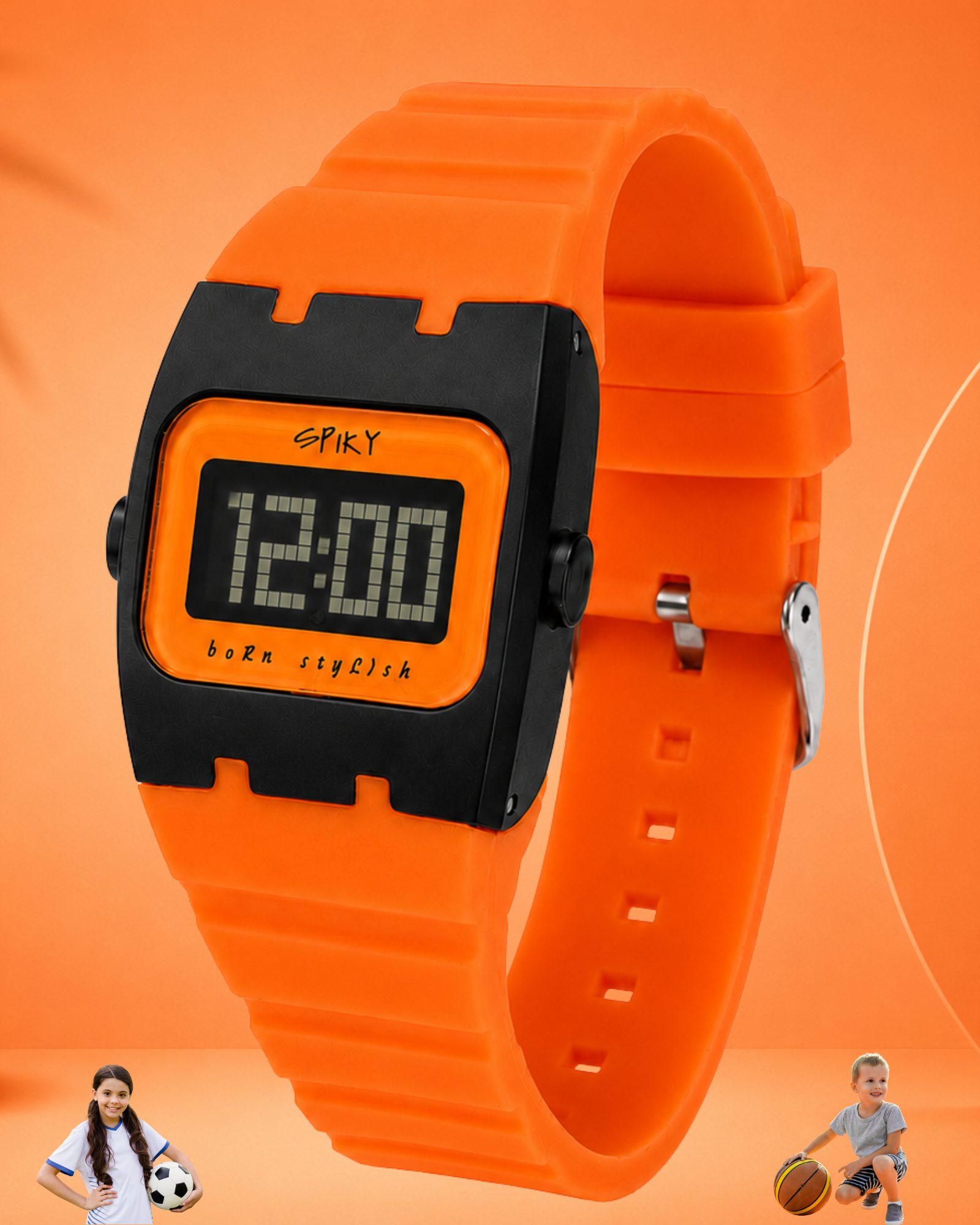 Spiky Rectangle Digital Sports Watch for Kids
