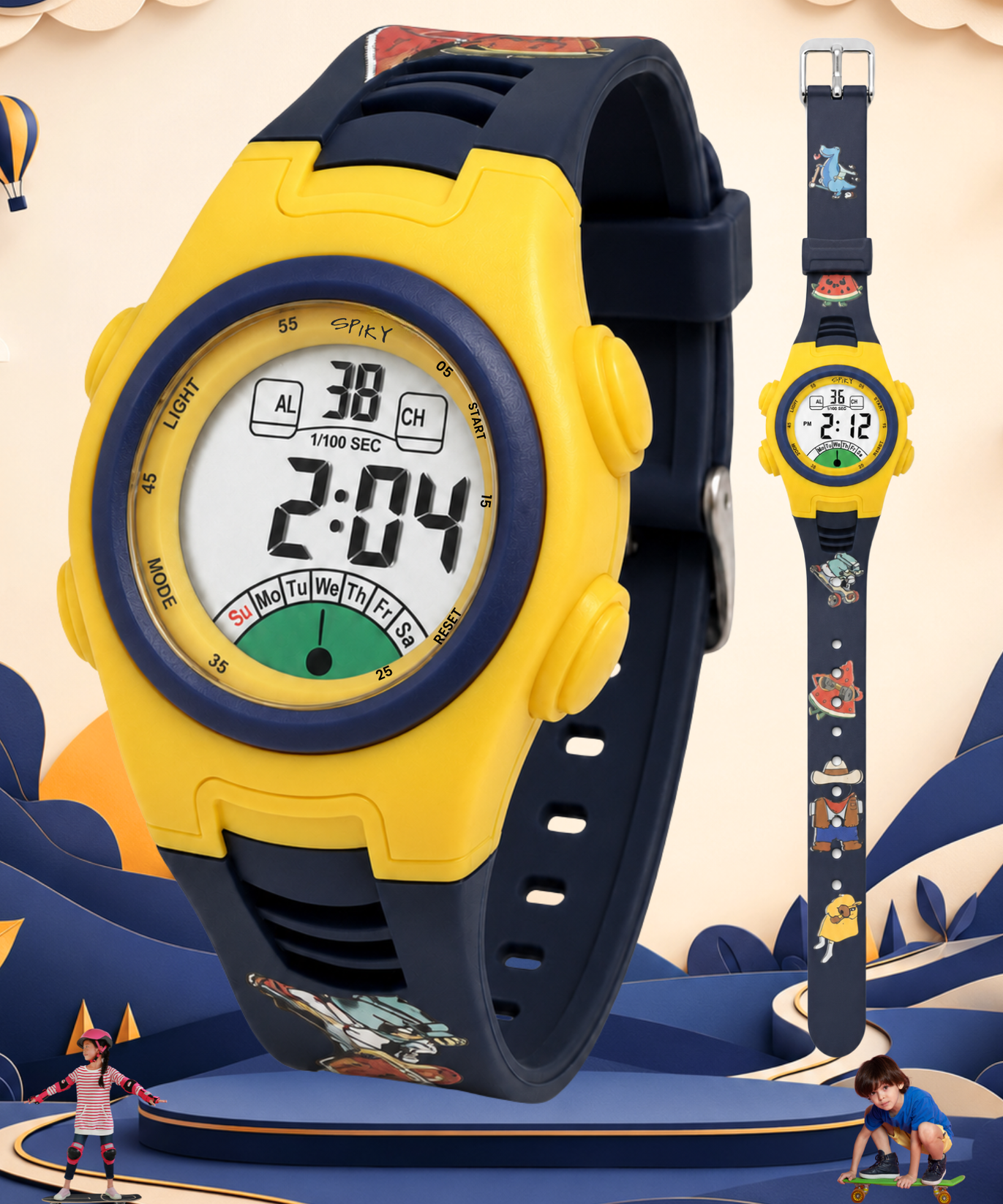 Spiky EVA52 Round Digital Sports Watch for Kids