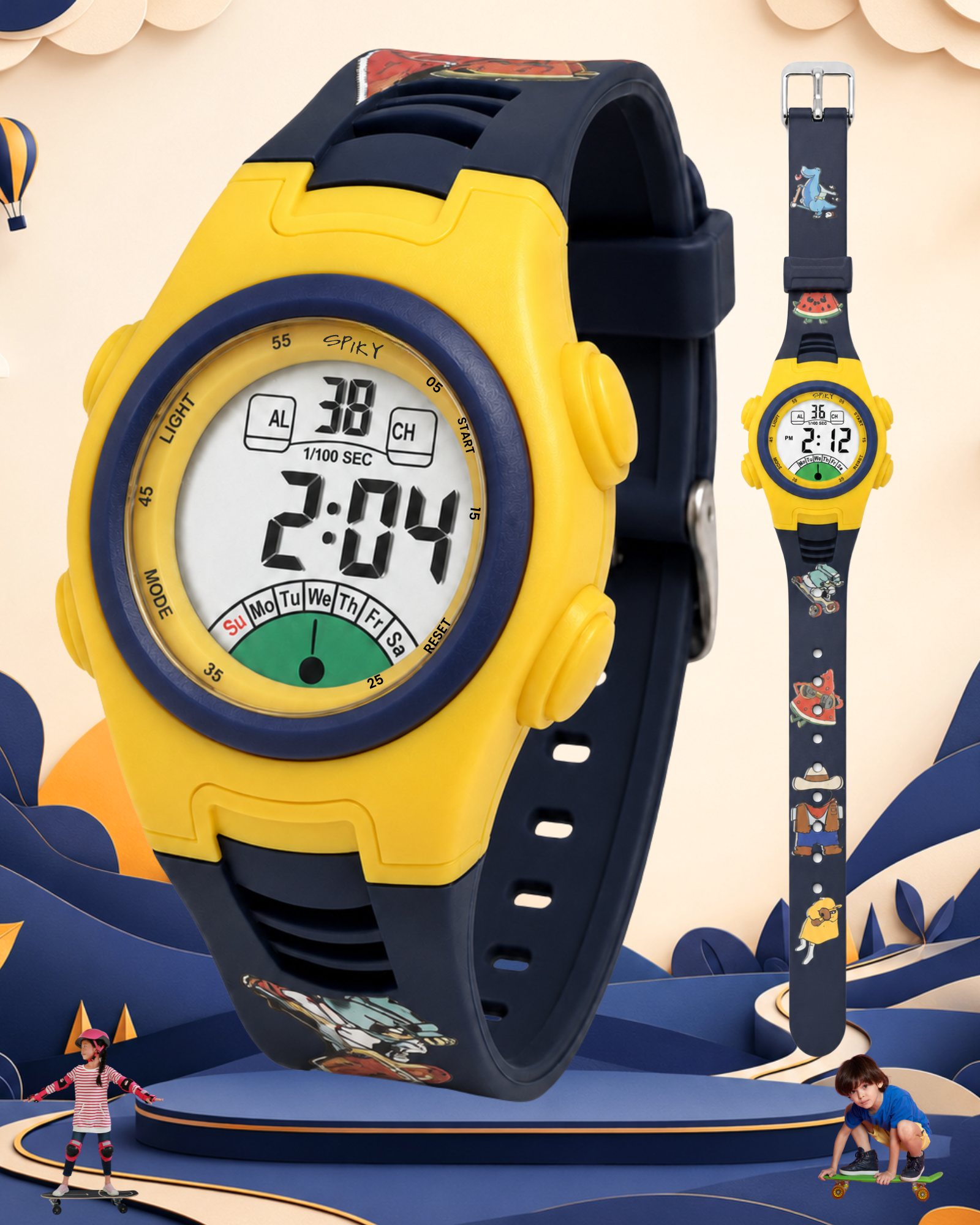 Spiky EVA52 Round Digital Sports Watch for Kids