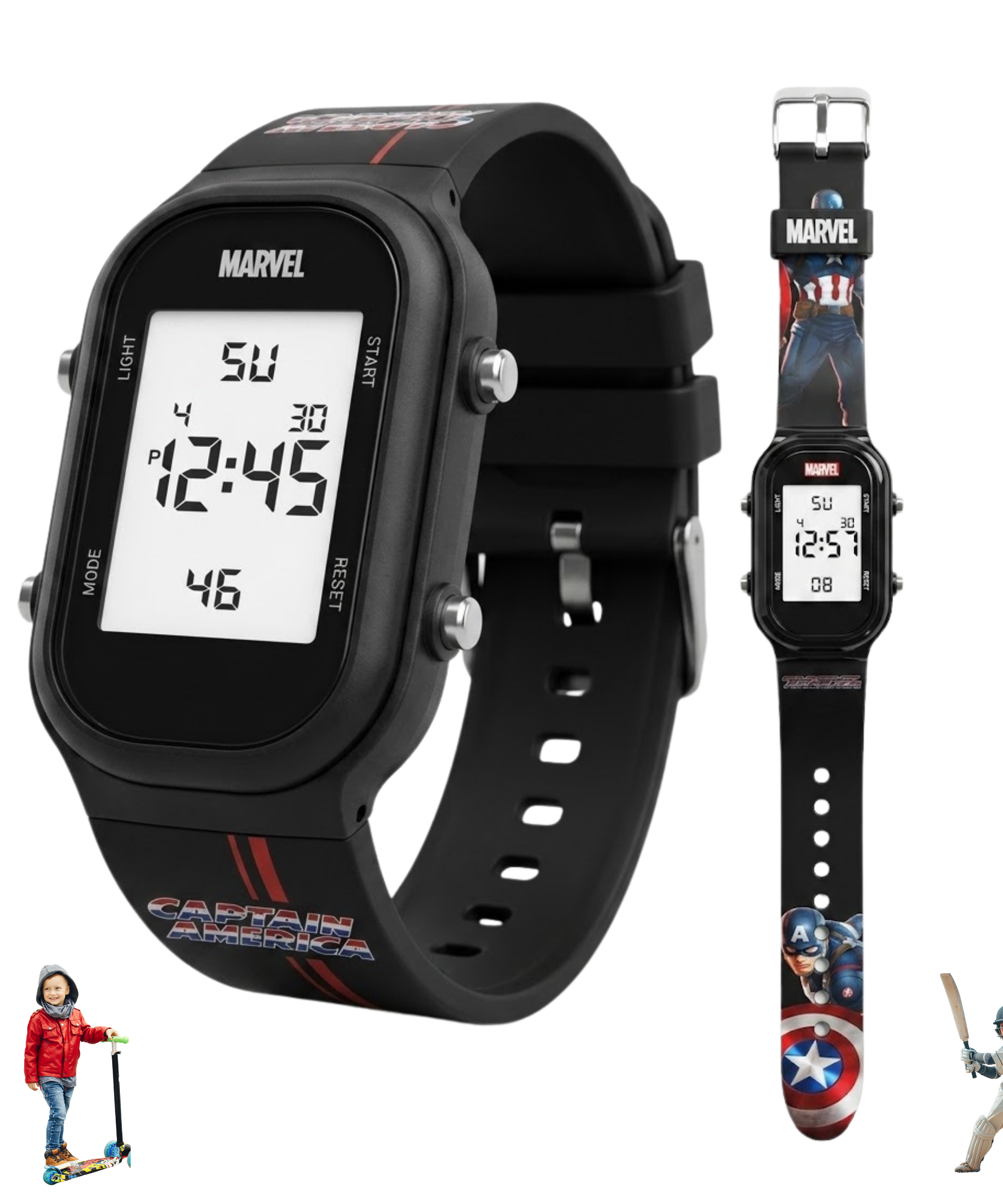 Spiky Captain America theme Digital Kids Watch