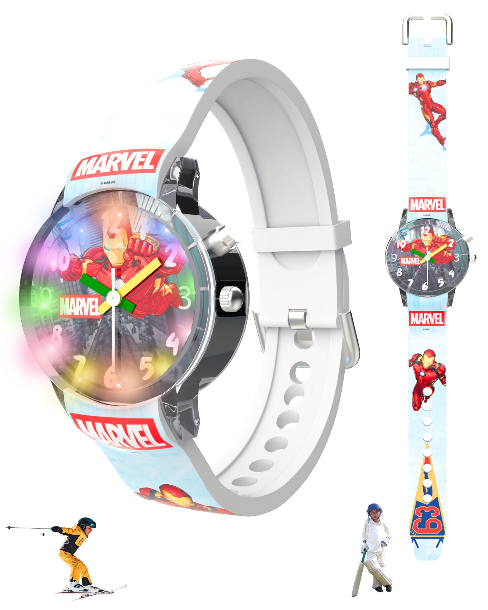 Disney Iron Man Kids Analog Watch with LED Light | For Boys & Girls Age 3–10 Years